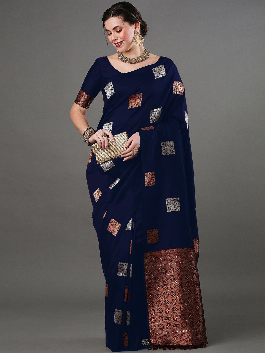 Aagrahi fashion Ethnic Motifs Woven Design Zari Banarasi Saree-picture-14