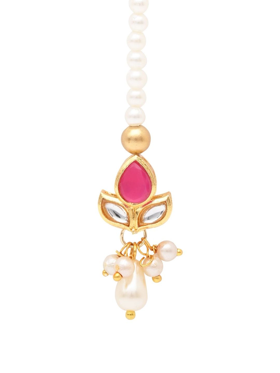 Asthetika Kids Girls Gold-Plated Kundan Studded Maang Tikka Head Jewellery-picture-52
