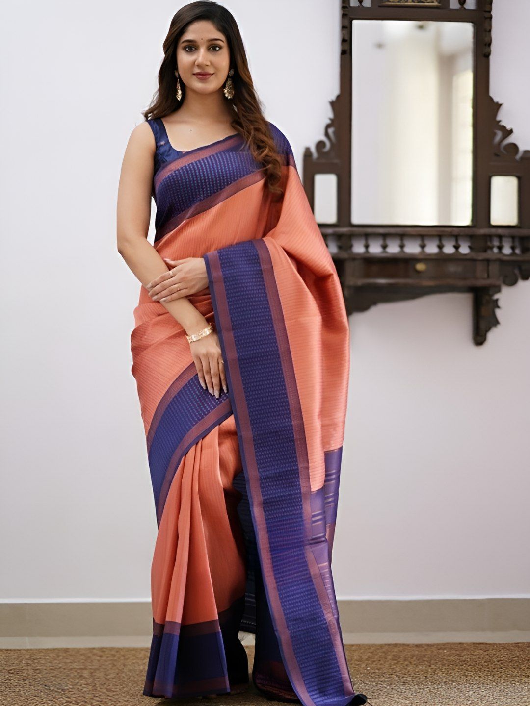 SWEETPEL Striped Printed Banarasi Saree-picture-36