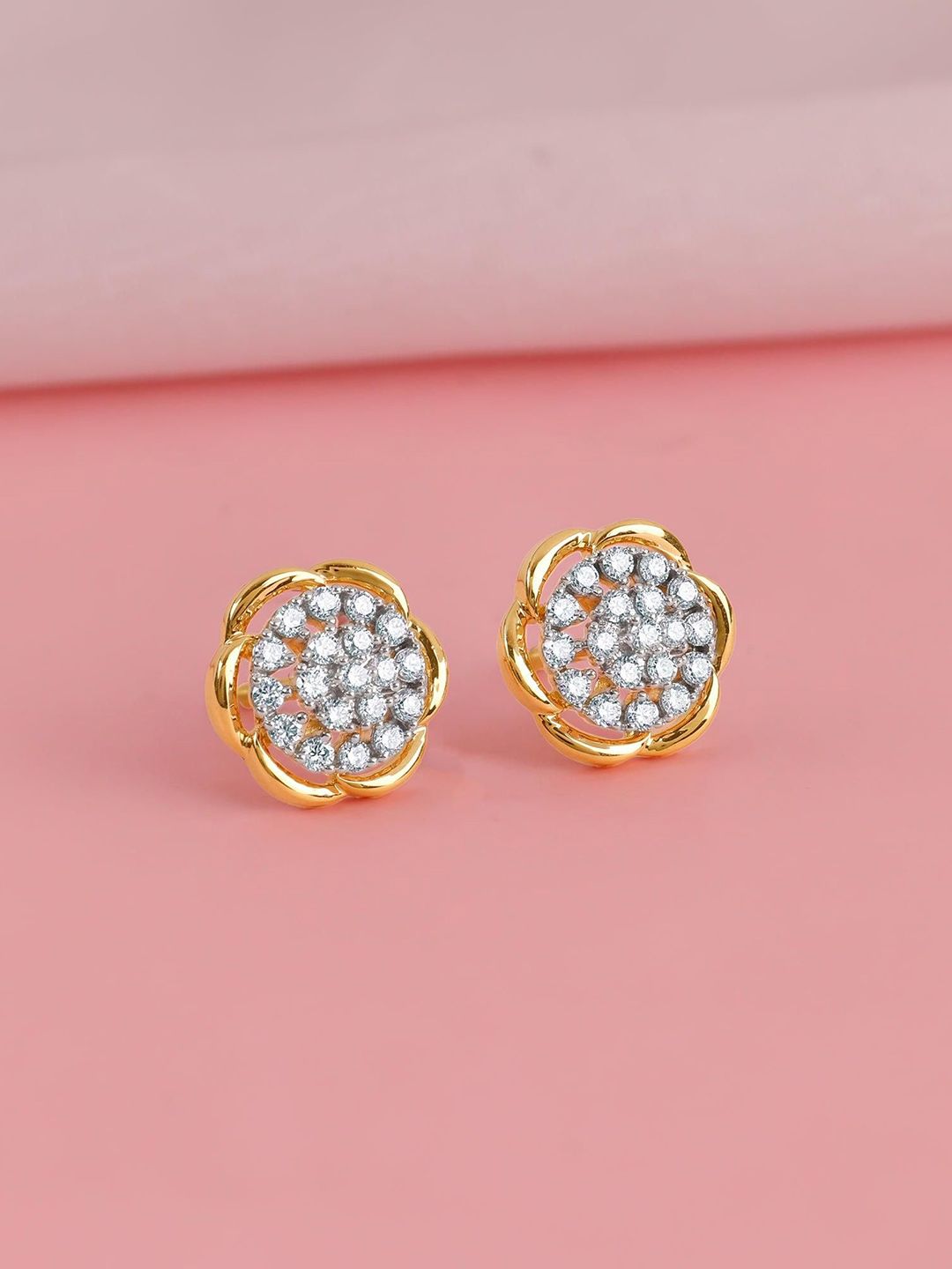 GIVA 18Kt Gold Petunia Paradise Lab Grown Diamond Earrings-picture-31