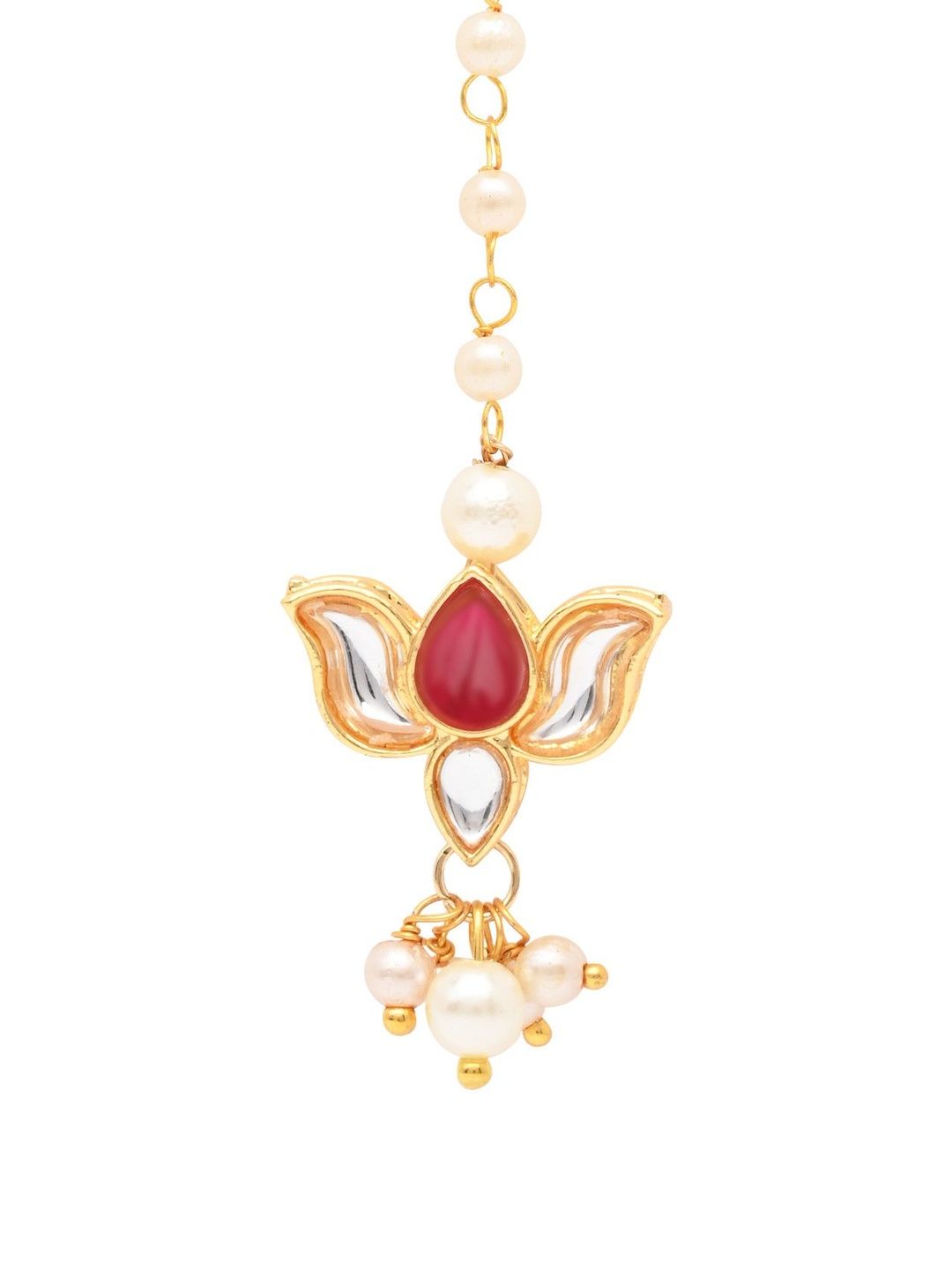 Asthetika Kids Girls Gold-Plated Kundan Studded Maang Tikka Head Jewellery-picture-47