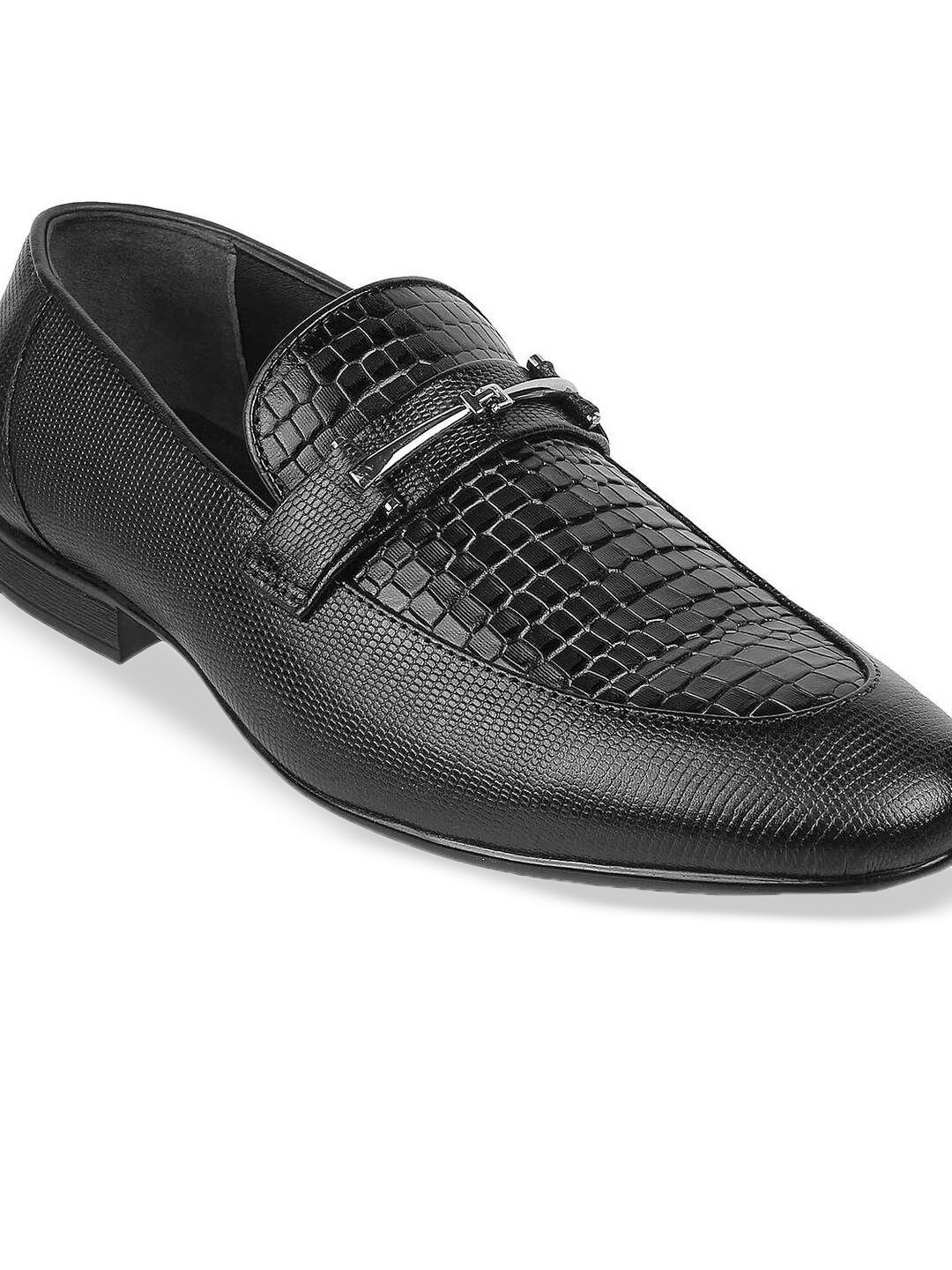 Metro Men Textured Slip-On Leather Formal Loafers-picture-21