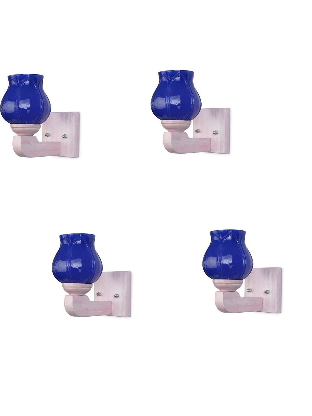 1ST TIME Pack Of 4 Blue Glass Traditional Cylinder Shaped Wall Lamps-picture-29