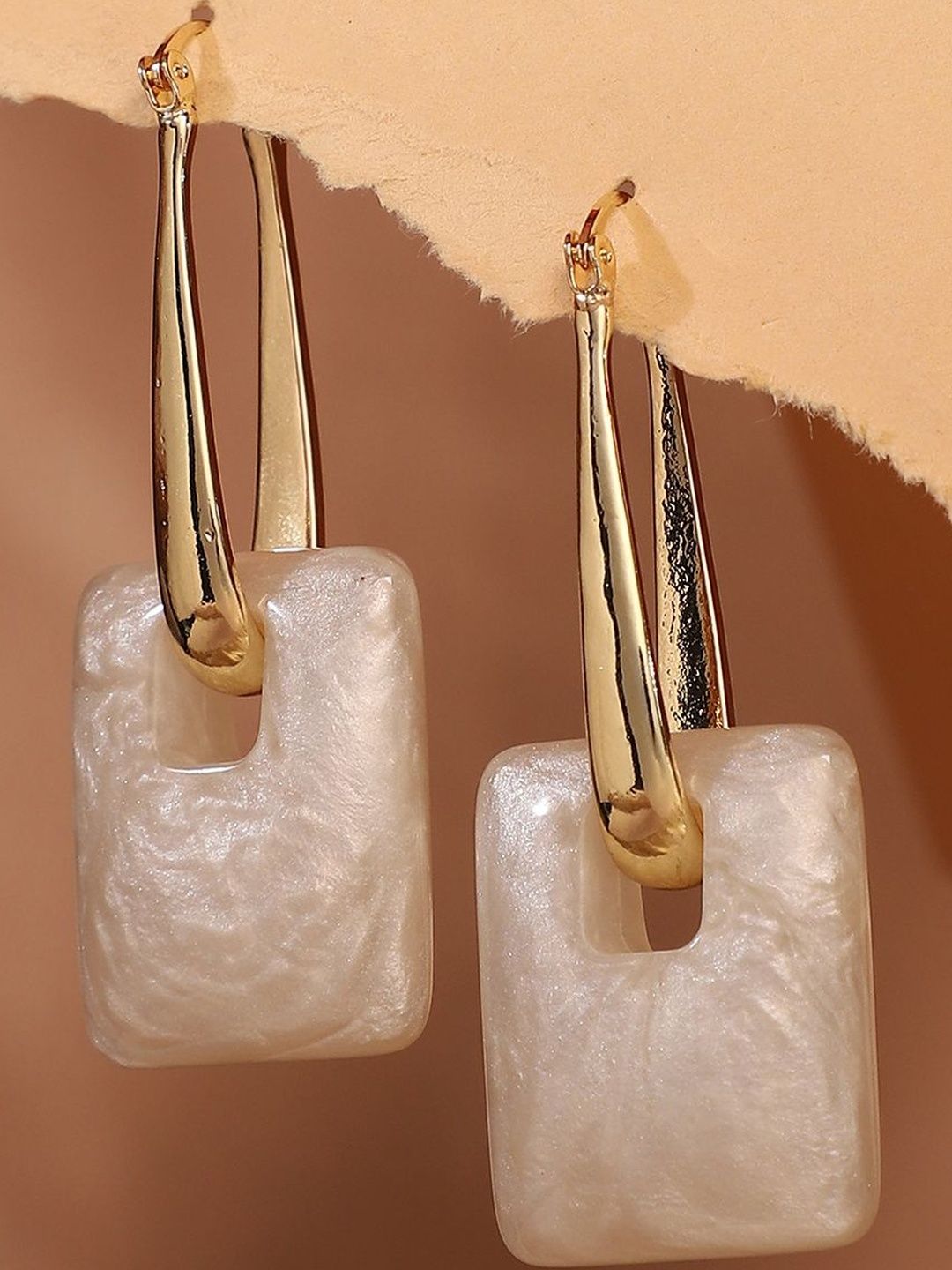 SOHI Gold-Plated Puffer-Glaze Hoop Earrings-picture-0