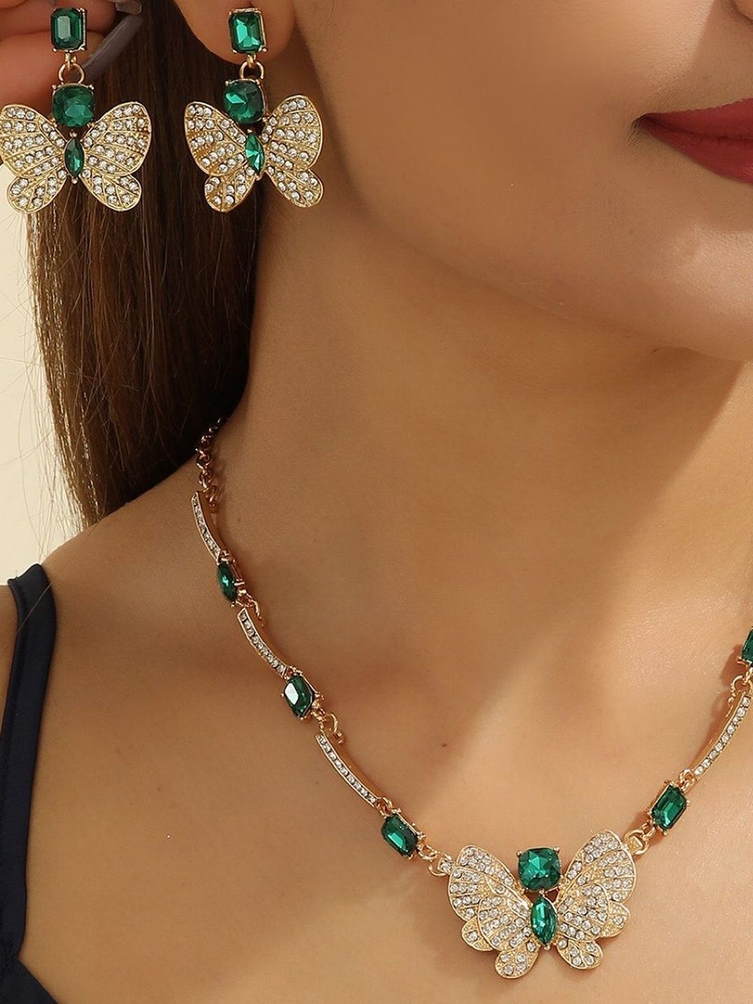 Shining Diva Fashion Gold-Plated Crystals Studded Jewellery Set-picture-18