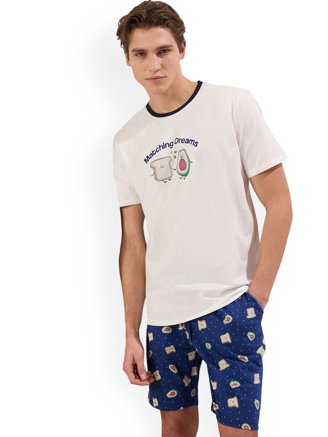 Trendyol Men Graphic Printed Pure Cotton Night suit-picture-20
