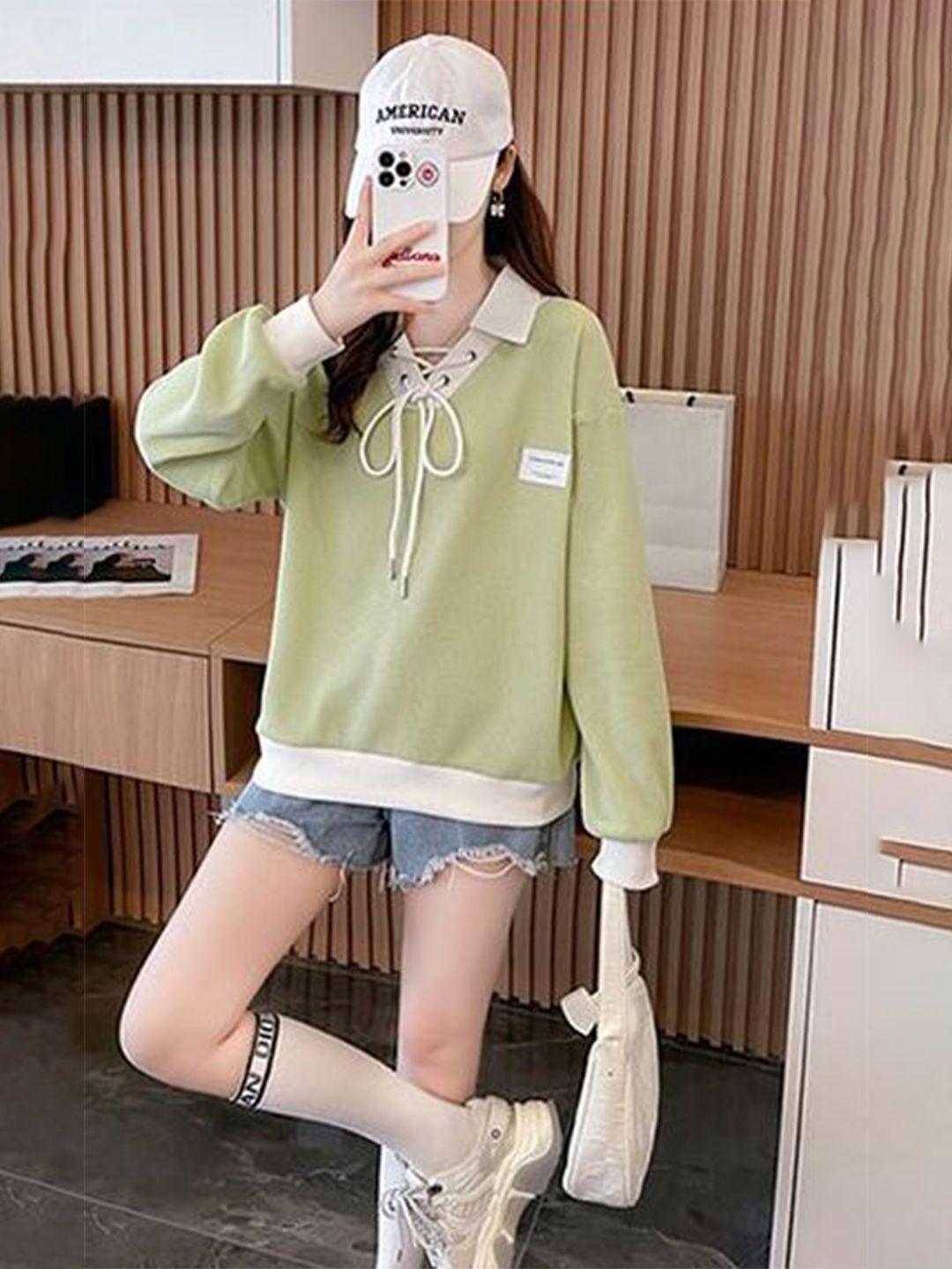 StyleCast x Revolte Women Colourblocked Shirt Collar Sweatshirt-picture-15