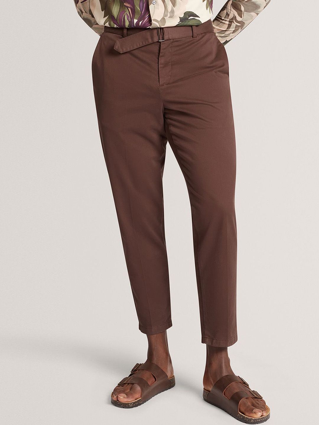 Ted Baker Men Solid Belted Cargos Trousers-picture-25
