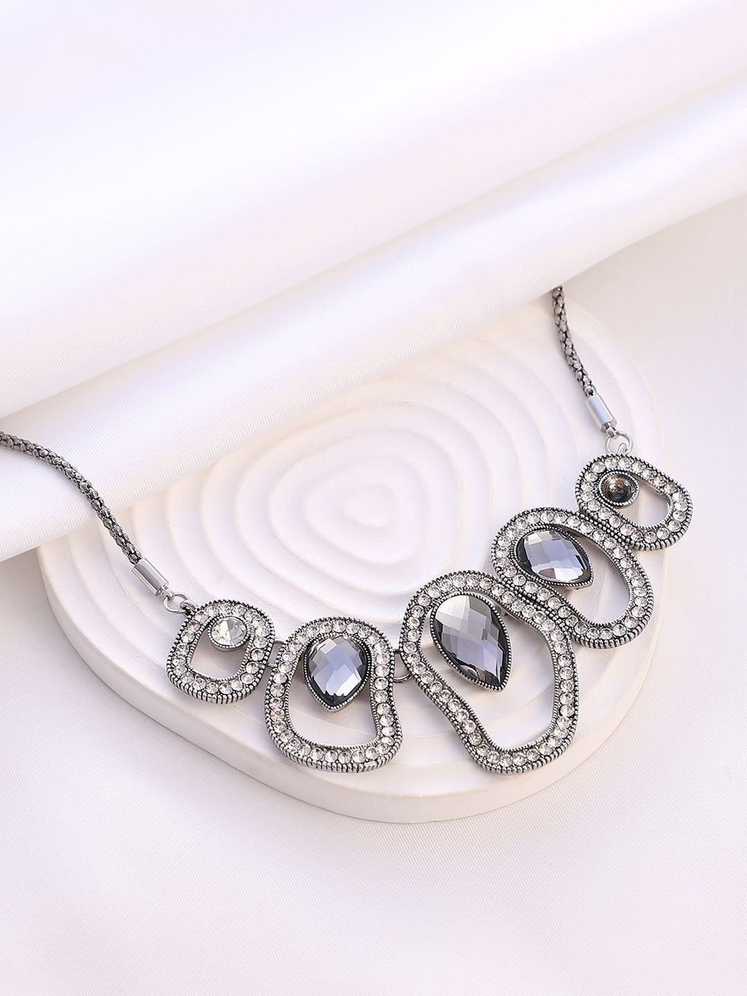 SOHI Silver-Plated The Teardrop-Halo Collar Necklace-picture-20