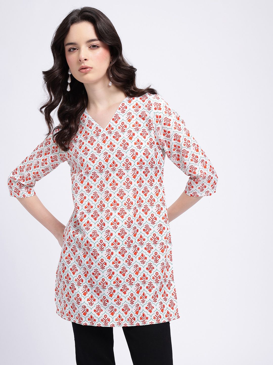 Anouk Rustic Indie Floral Printed V-Neck Kurti-picture-55