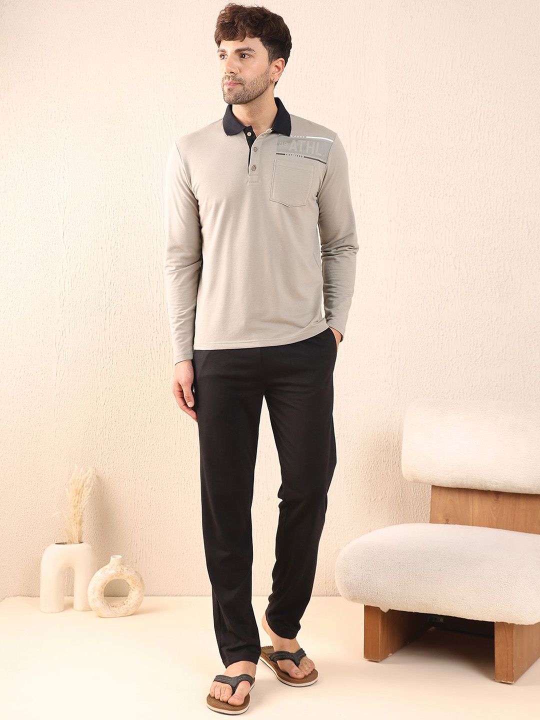 Sweet Dreams Men Polo Collar Neck Night Suit-picture-44