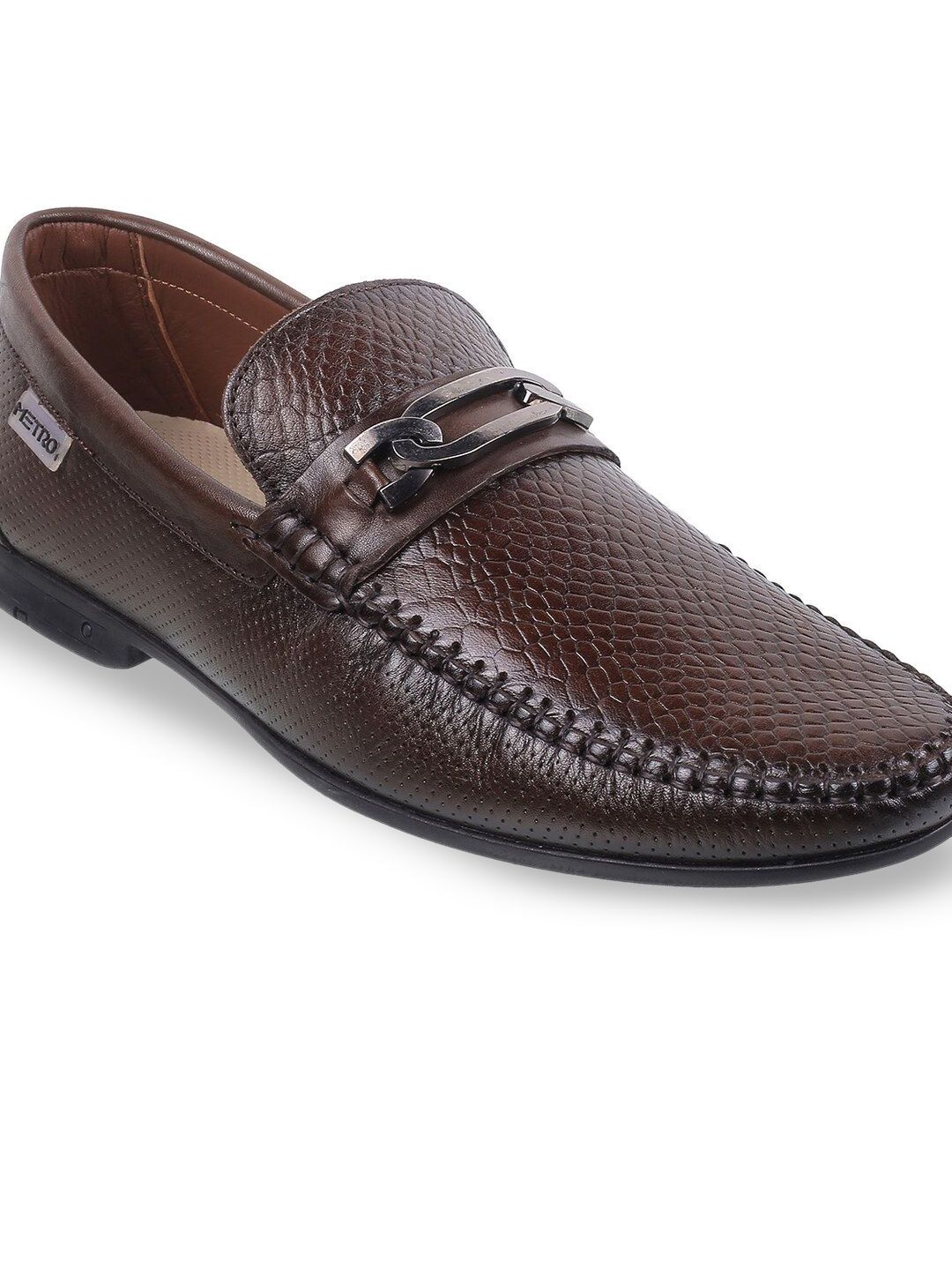 Metro Men Textured Slip-On Leather Formal Loafers-picture-20