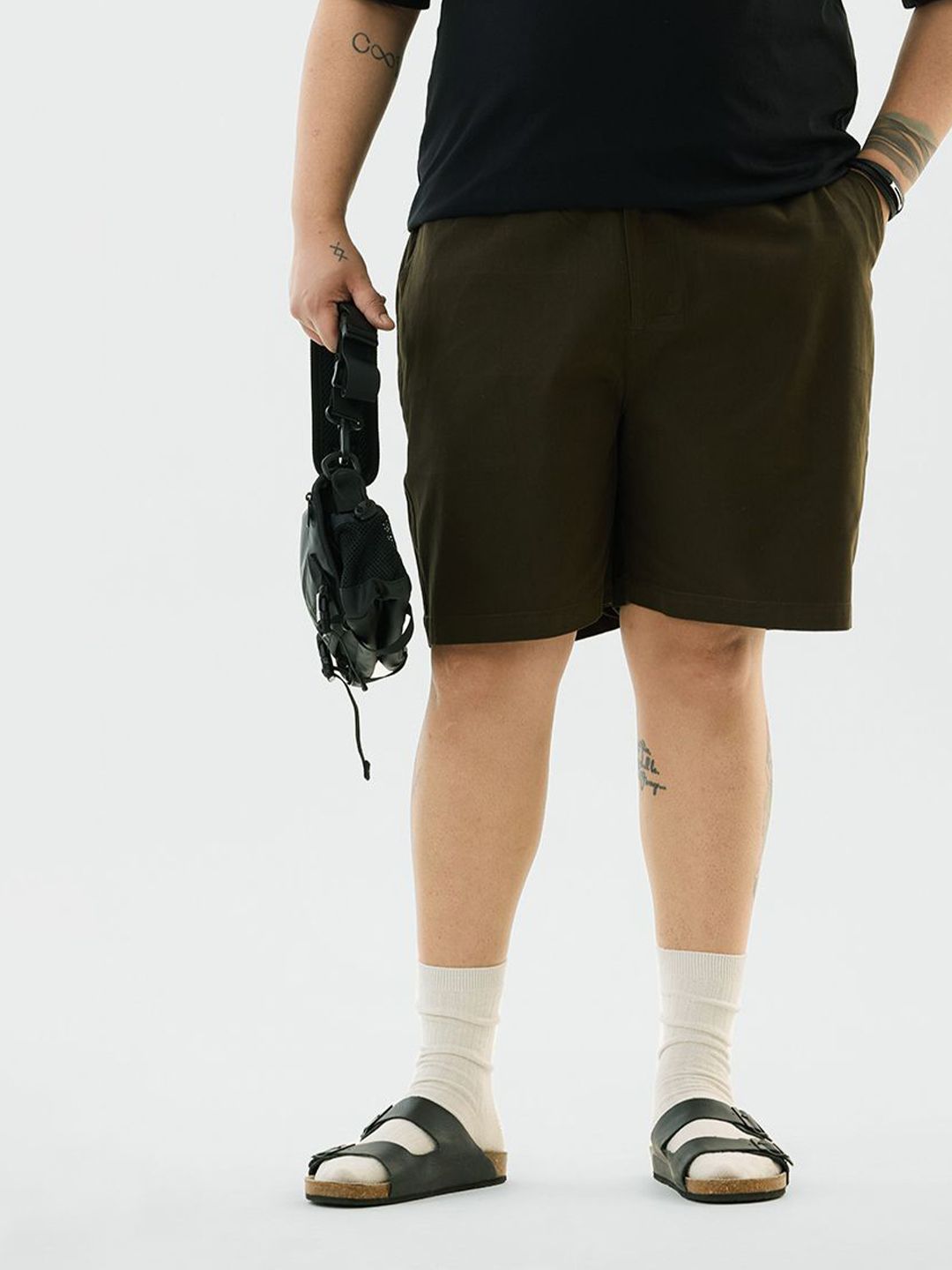 Snitch Men Plus Size Olive Mid-Rise Regular Fit Shorts-image-1
