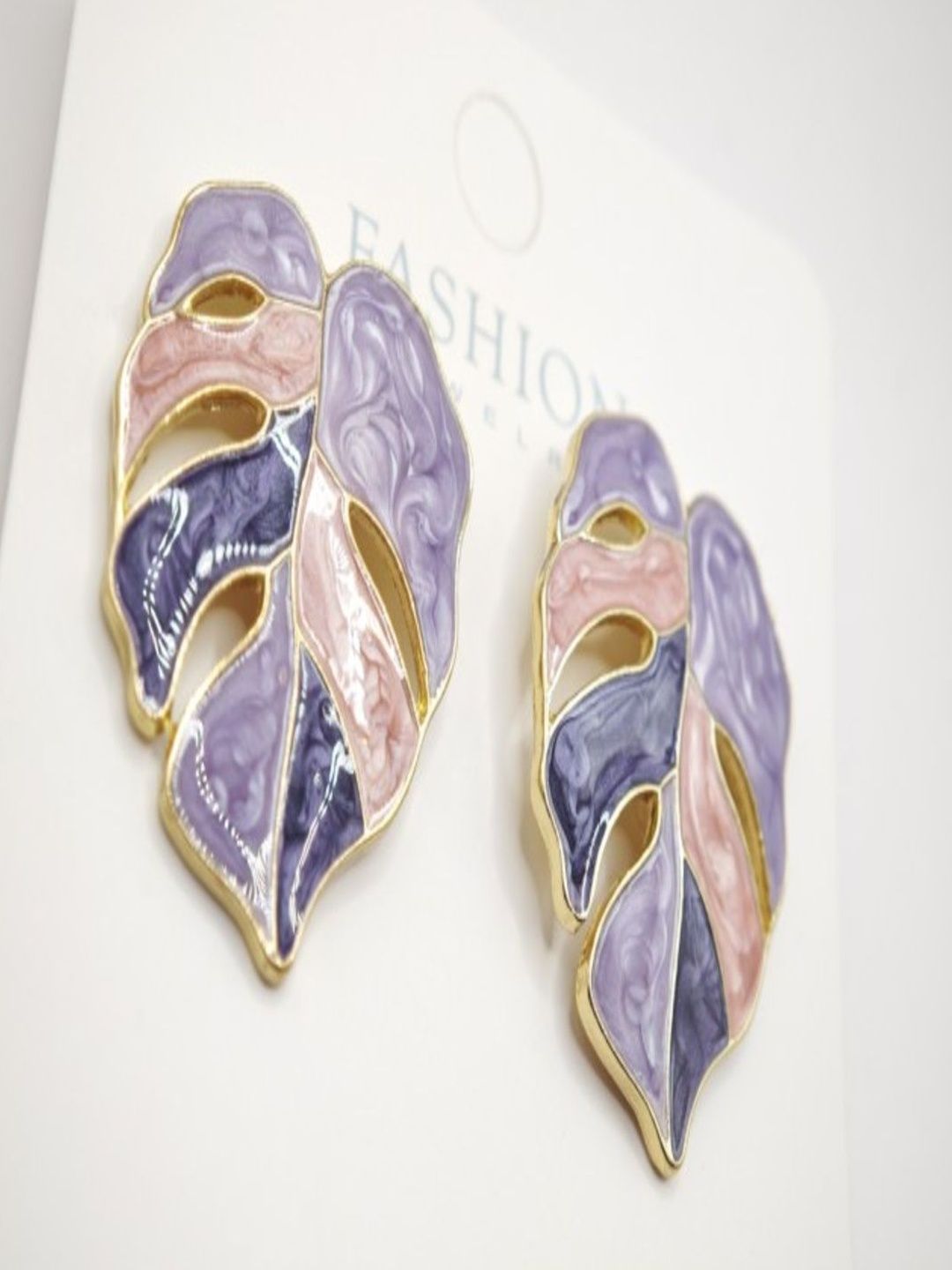 SAPRAA TRENDS Gold-Plated & Purple Copper Floral Earrings-picture-38