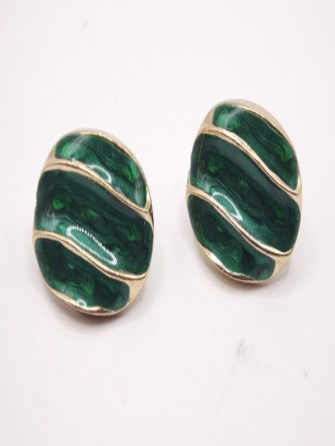 SAPRAA TRENDS Gold-Plated & Green Copper Floral Earrings-picture-14