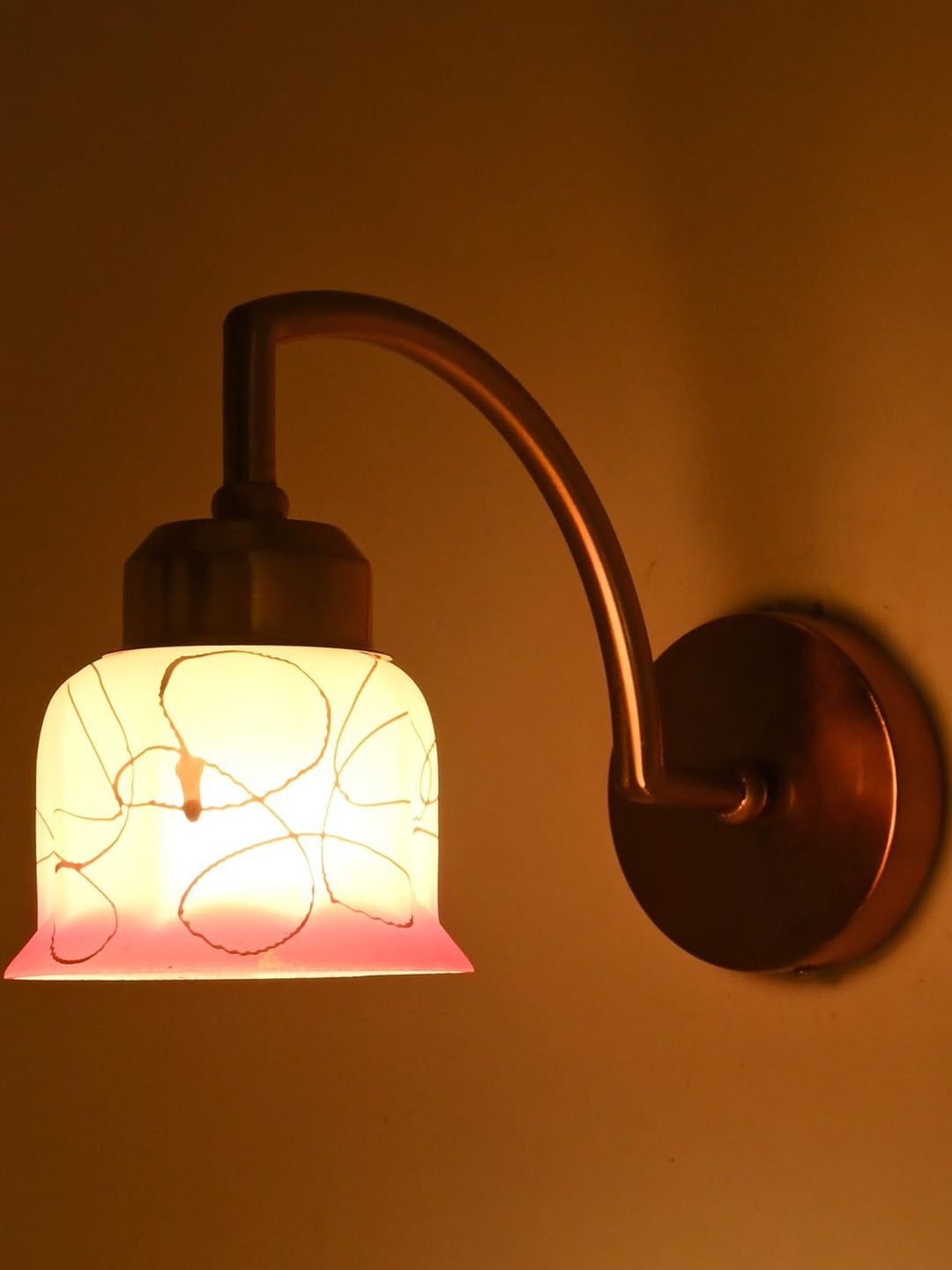 1ST TIME Pink & White Printed Glass Traditional Cylinder Wall Lamps Wall Lamps-picture-14