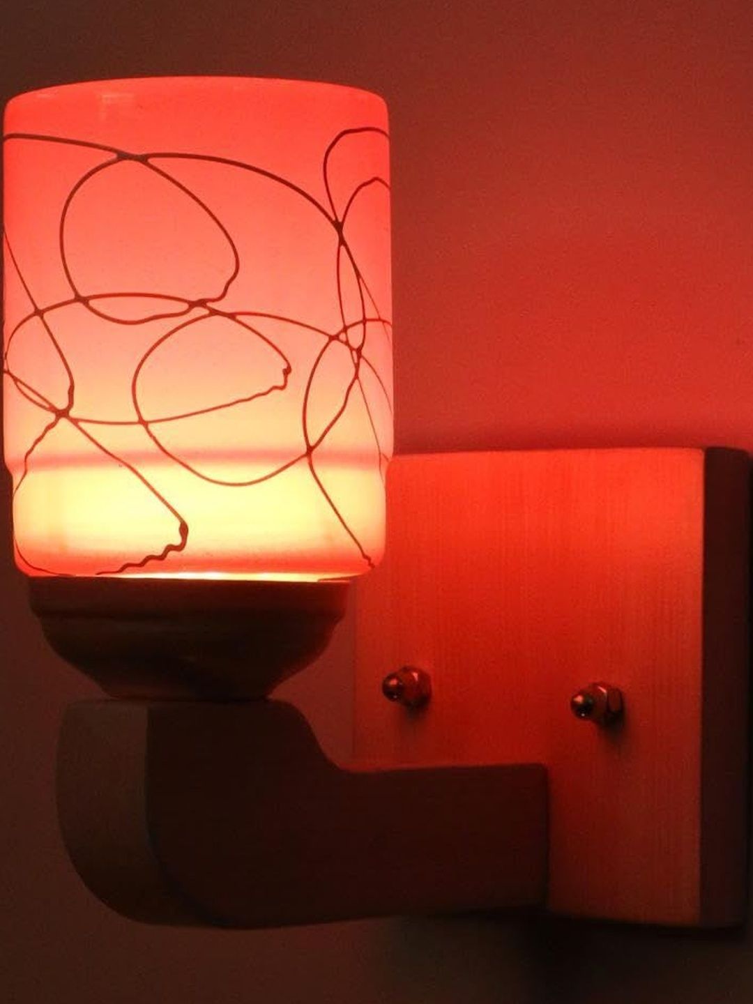 1ST TIME Pack Of 4 Pink & White Glass Traditional Cylinder Shaped Wall Lamp-picture-17