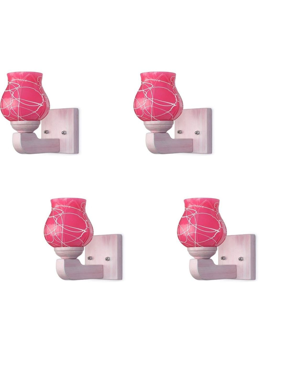 1ST TIME Pack of 4 Pink & White Glass Traditional Cylinder Shaped Wall Lamp-picture-15