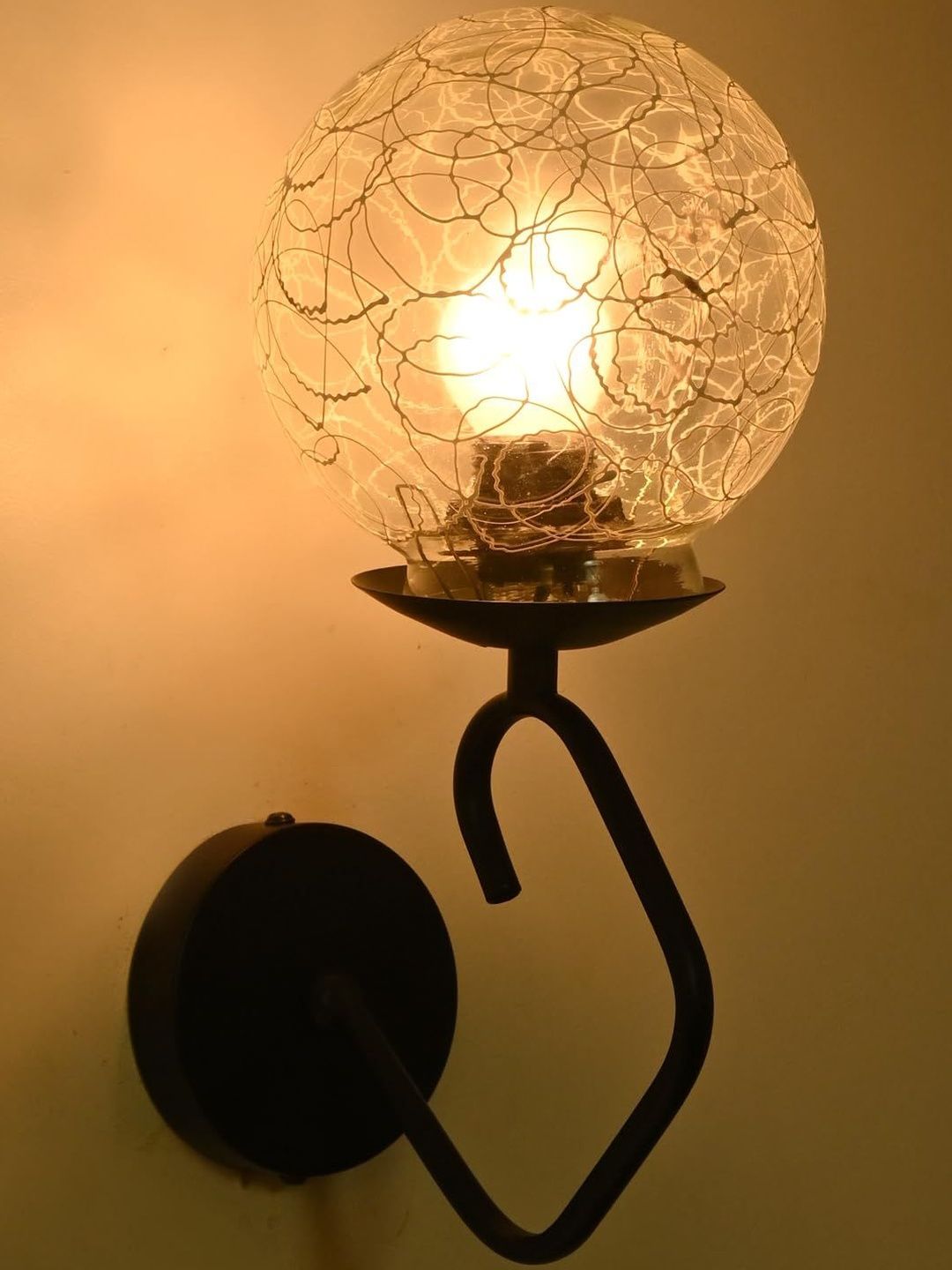 1ST TIME White Printed Glass Spherical Shaped Wall Lamp-picture-33