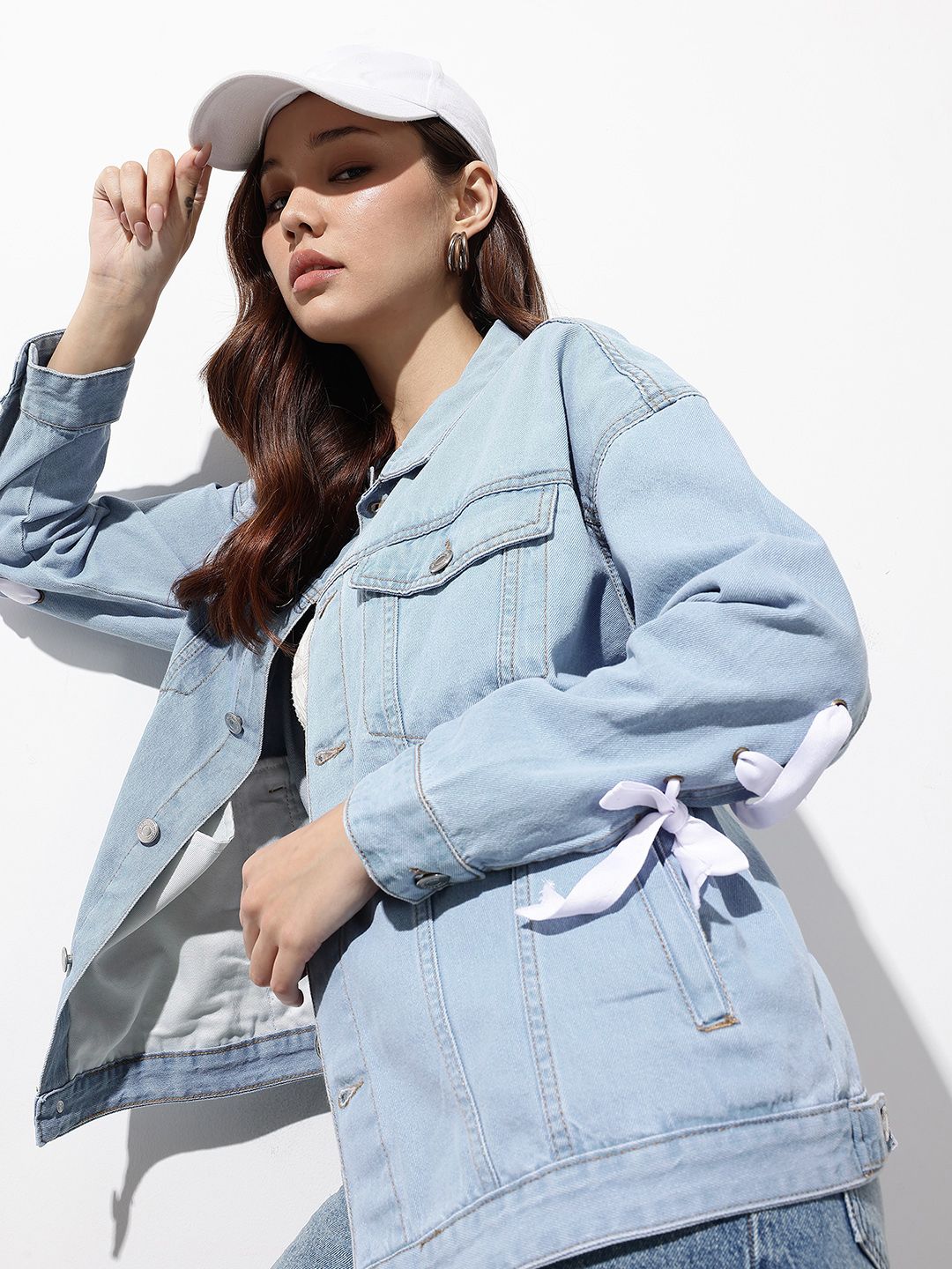 The Roadster Life Co. Pure Cotton Oversized Denim Trucker Jacket-picture-19