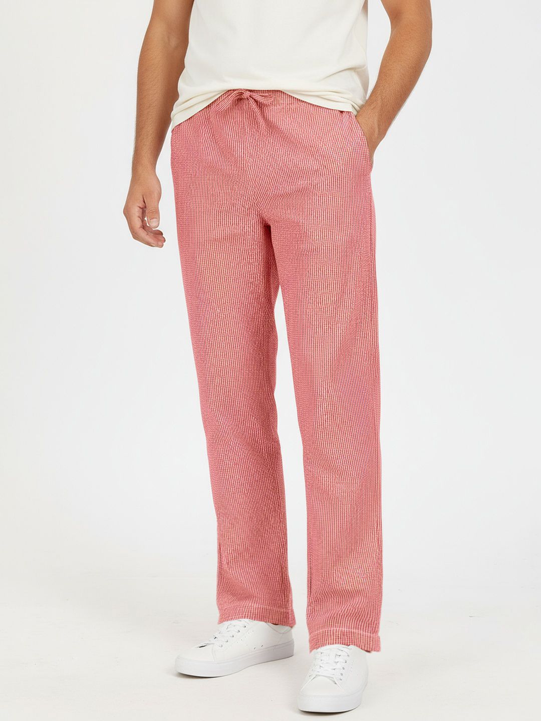 glitchez Men Checked Straight Fit Trousers-picture-17
