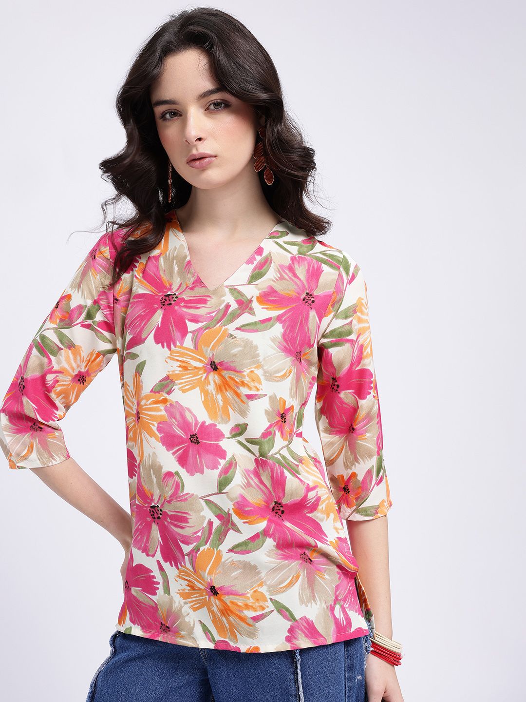 Anouk Rustic Floral Print Short Kurti-image-39