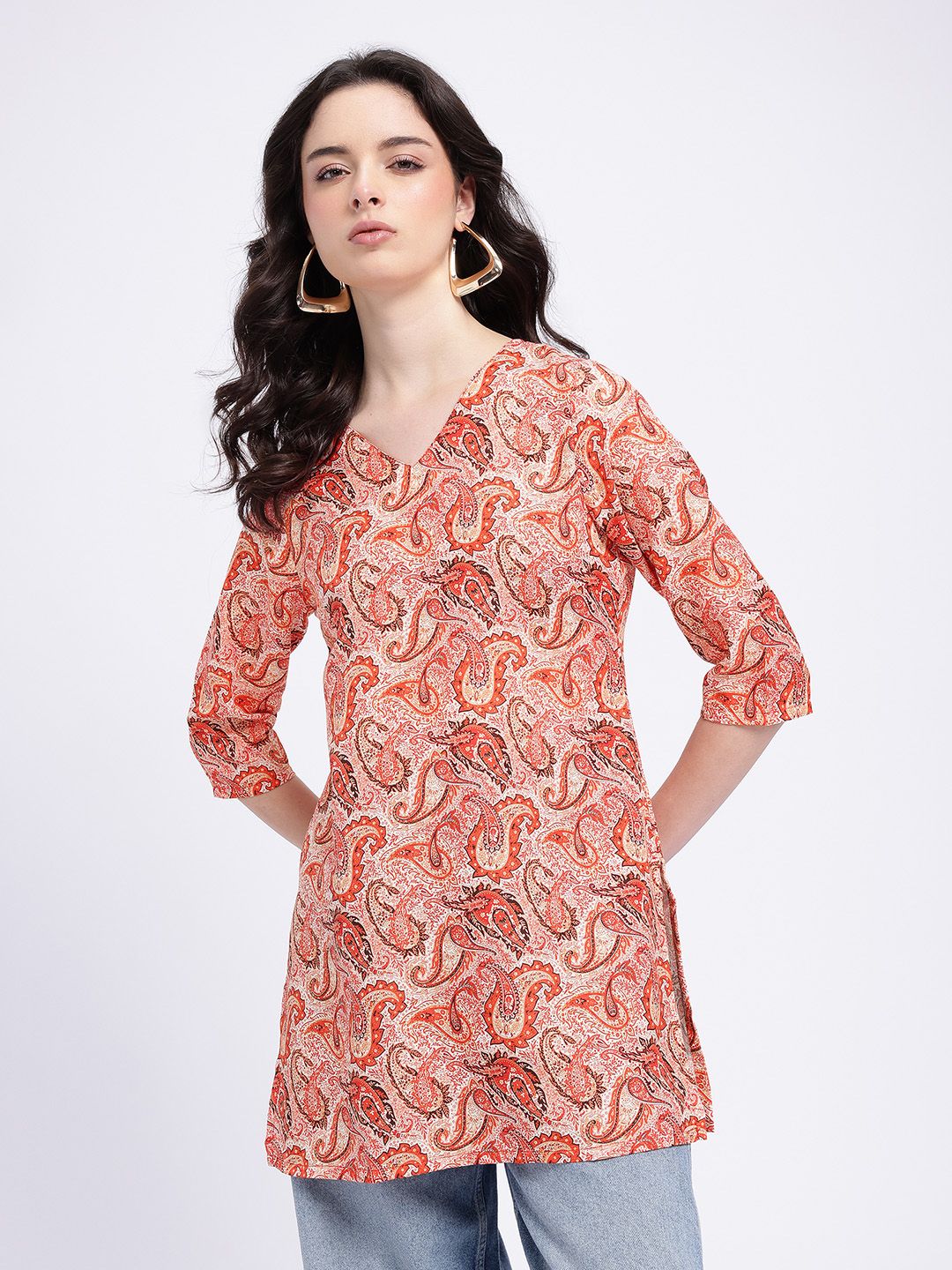 Anouk Rustic Paisley Printed V-Neck Kurti-picture-16