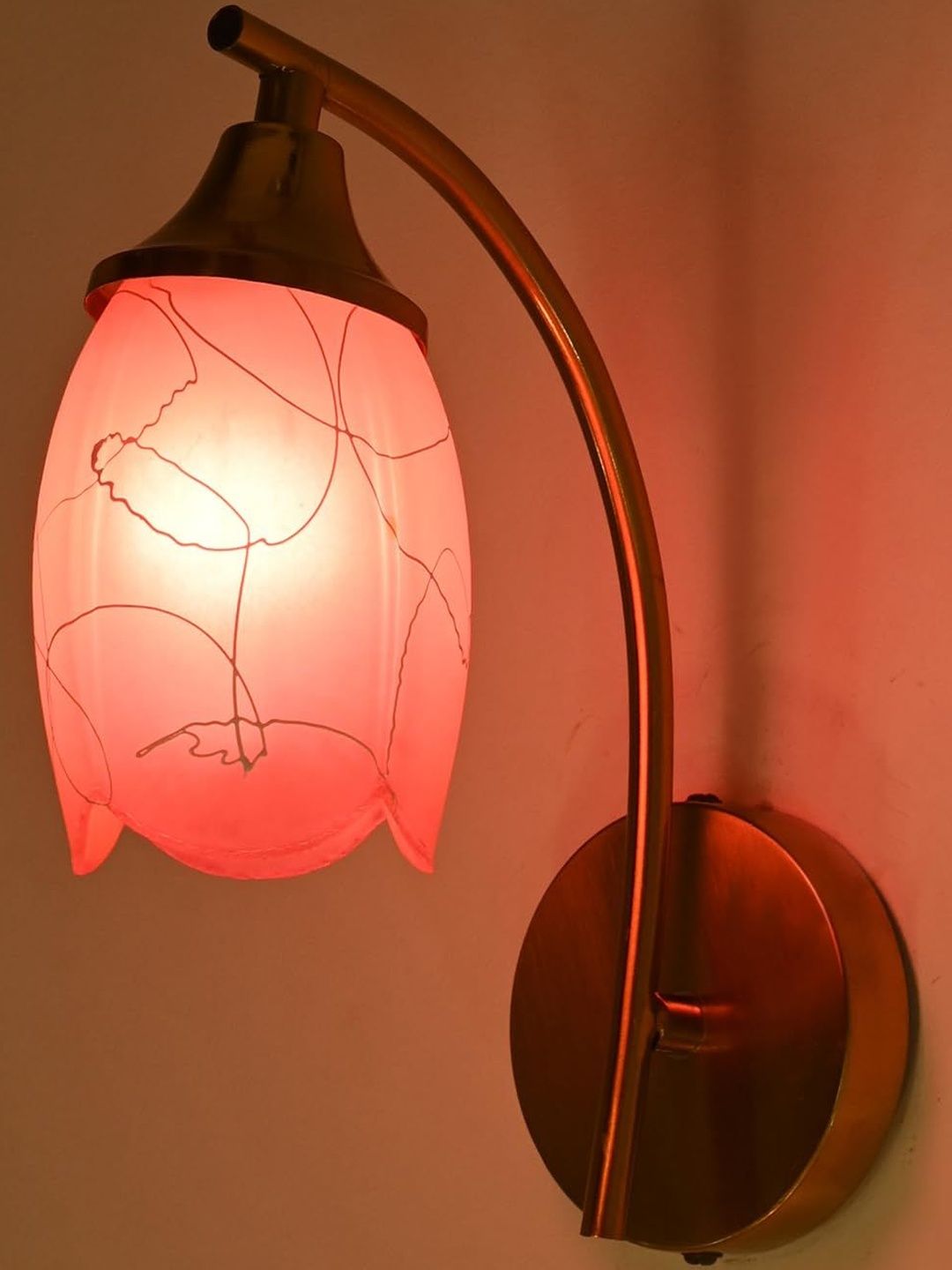 1ST TIME Pink & White Printed Glass Cylinder Shaped Decorative Wall Lamp-picture-30