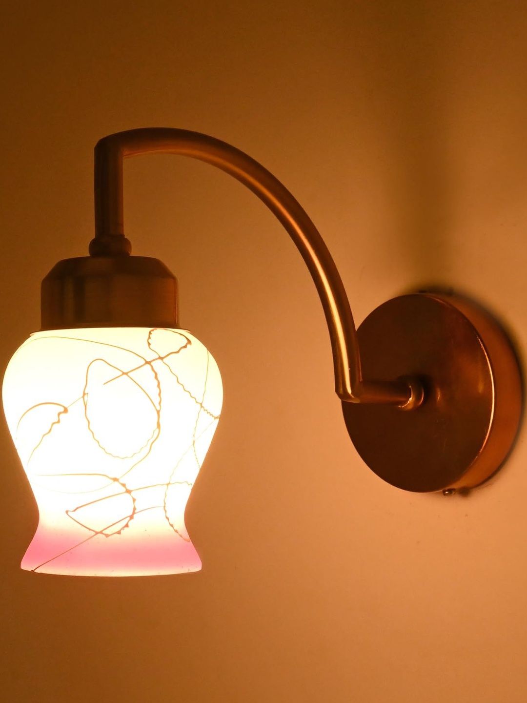 1ST TIME Pink & White Printed Glass Traditional Cylinder Wall Lamps Wall Lamps-picture-10