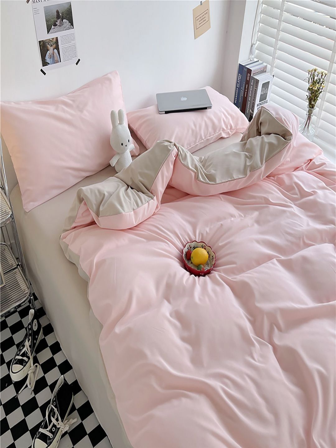 JC HOME Khaki & Pink AC Room Double Queen Bedding Set-picture-28