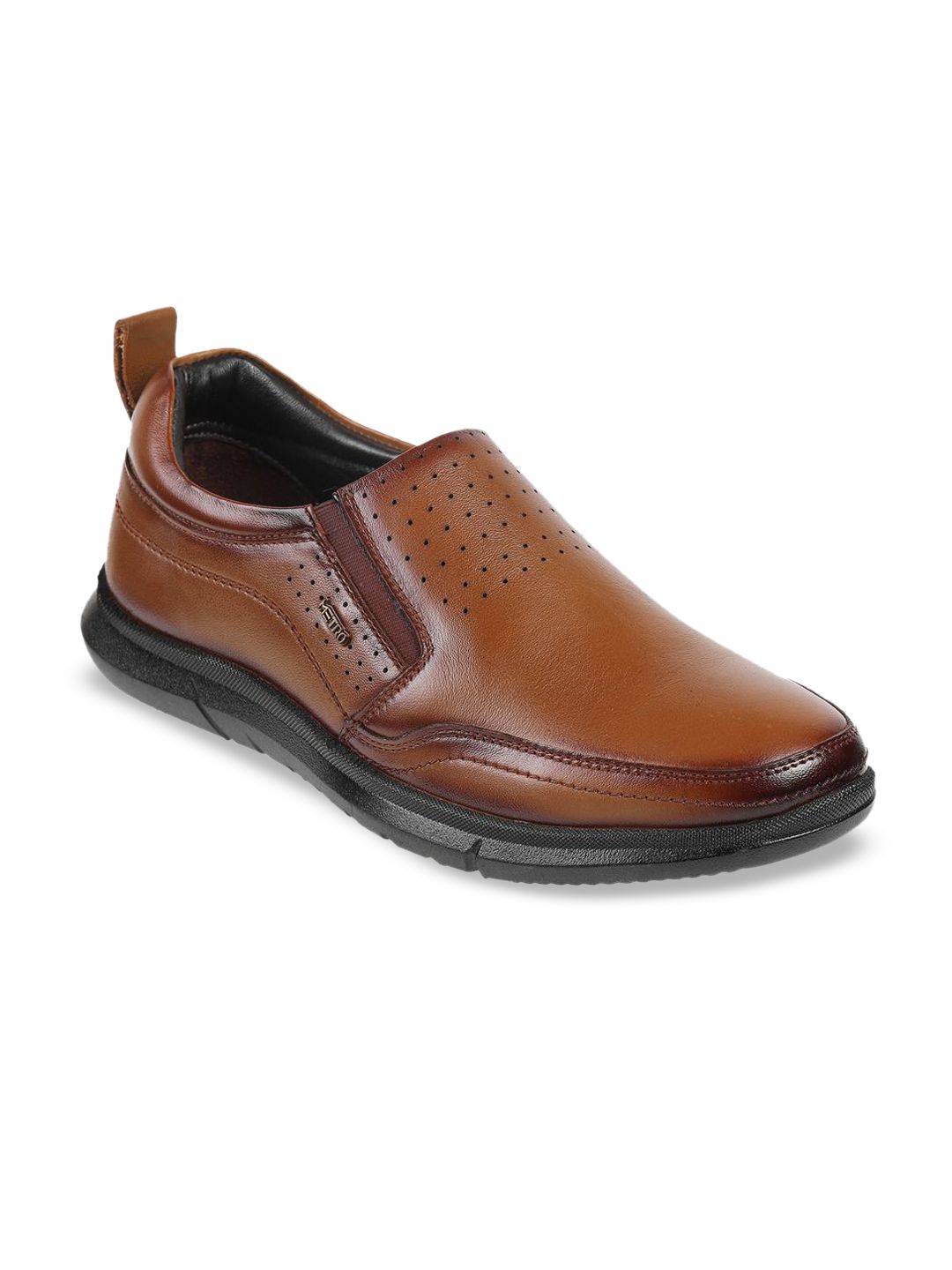 Metro Men Textured Leather Formal Slip-Ons-picture-25