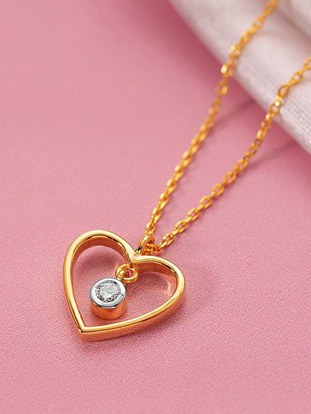 Studio Voylla 925 Sterling Silver Heart Pendant With 0.09 Carat Lab-Grown Diamond - 2.83 g-image-16