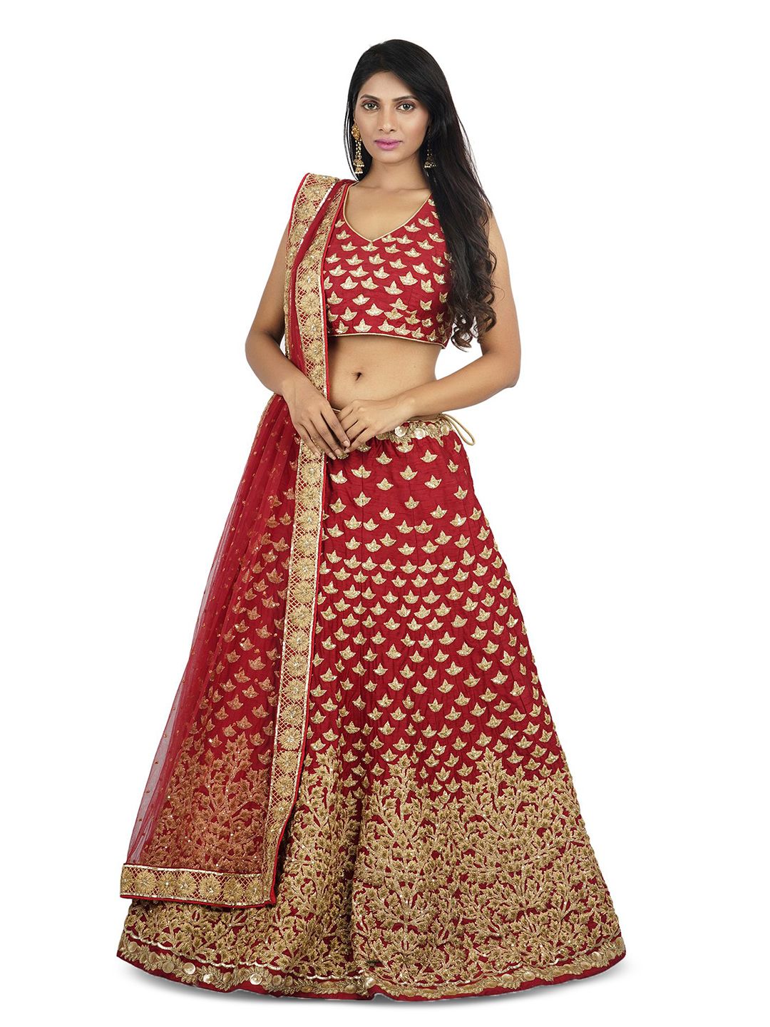 PUSHP PARIDHAN Embroidered Ready To Wear Lehenga & Blouse With Dupatta-picture-25