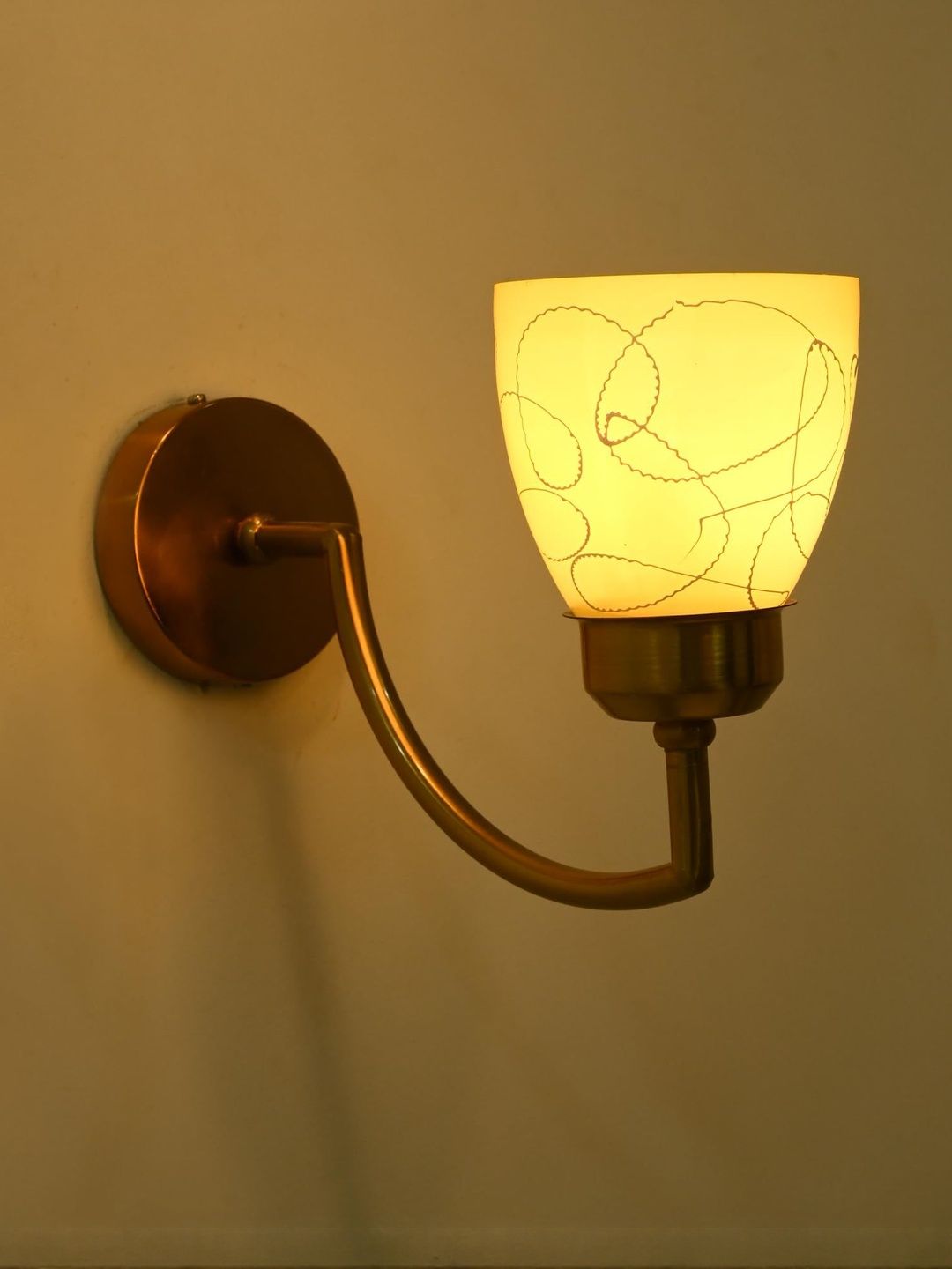 1ST TIME Yellow & White Printed Glass Traditional Cylinder Shaped Wall Lamp-picture-10