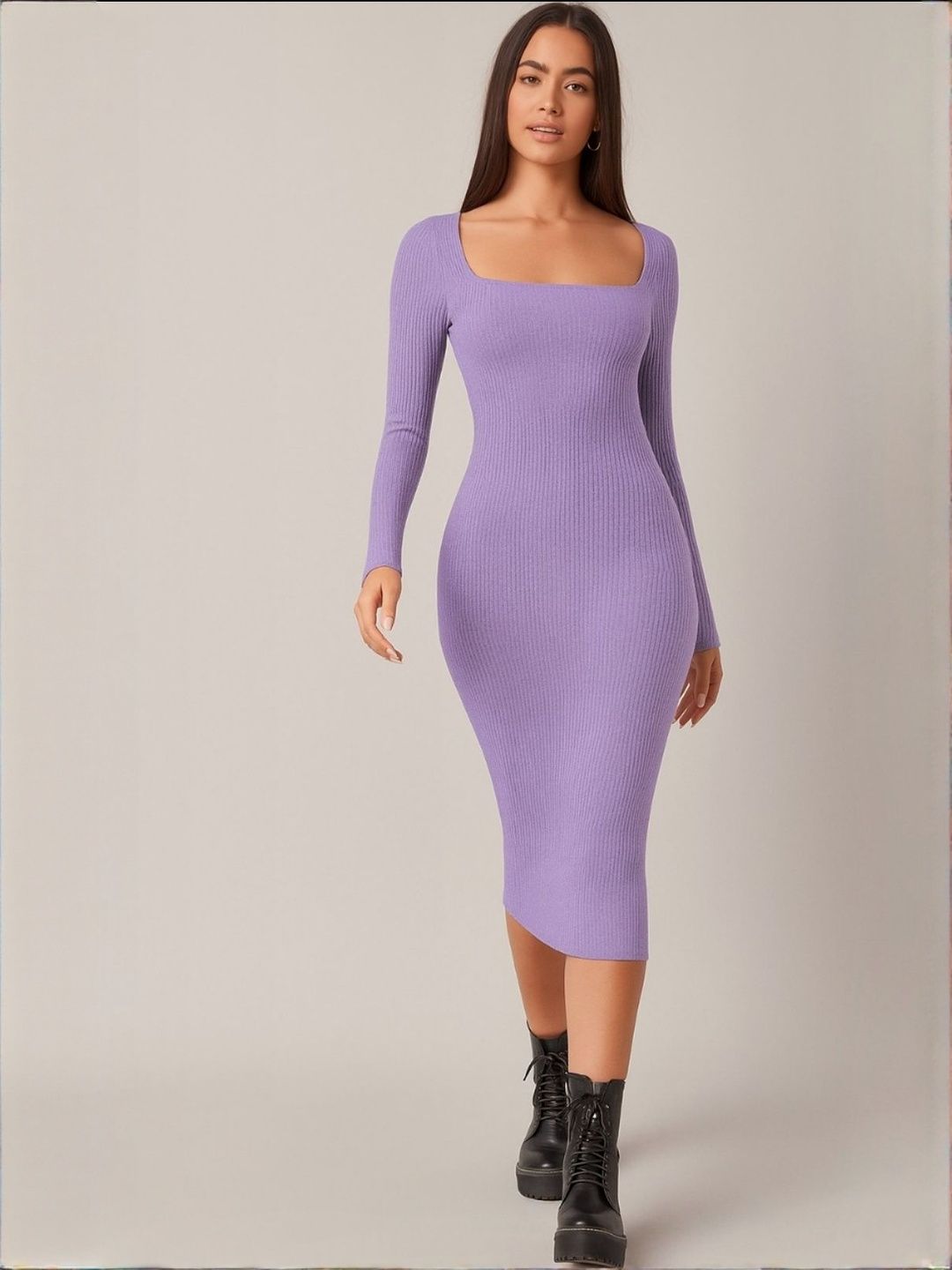 Western Darji Women Ribbed Bodycon Midi Dress-picture-37