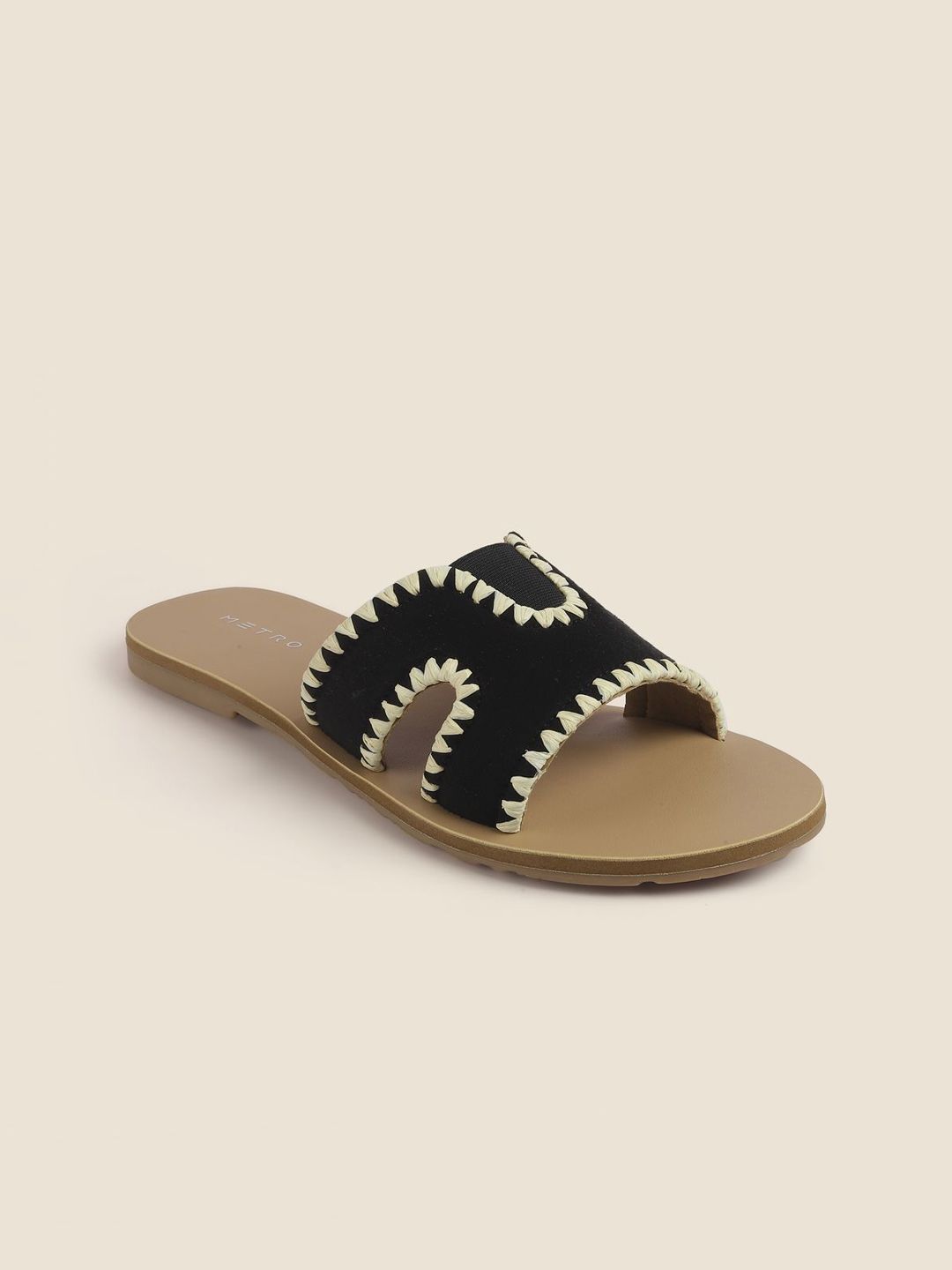 Metro Women Textured Open Toe Flats-image-44
