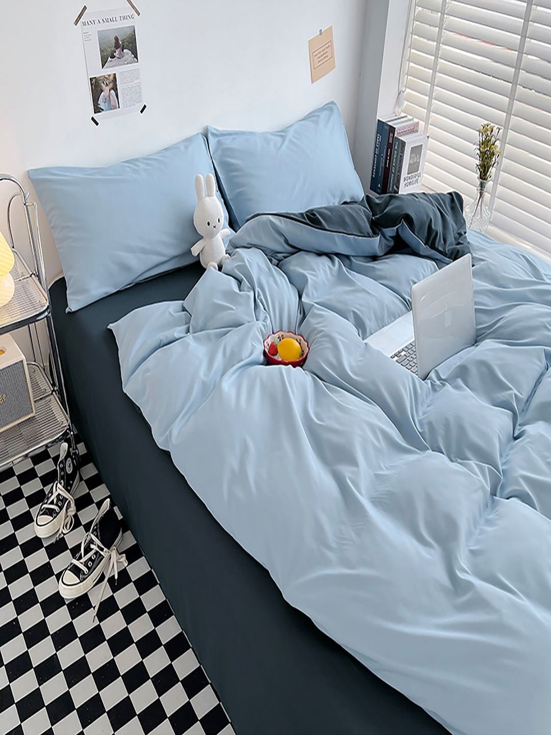 JC HOME Navy Blue AC Room Double King Bedding Set-picture-55