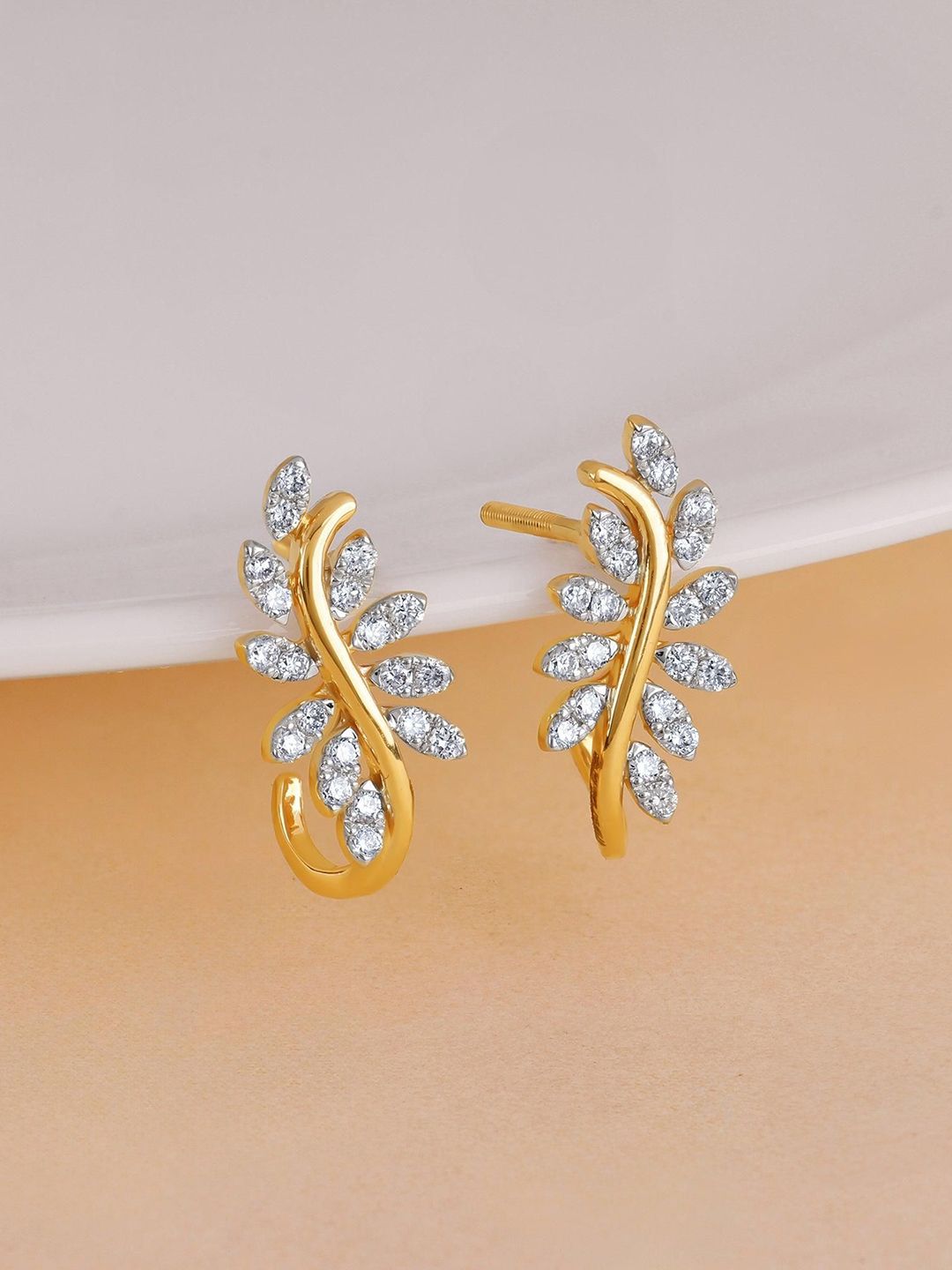 GIVA 14Kt Gold Leafy Brilliance J Lab Grown Studs Diamond Earrings-picture-40