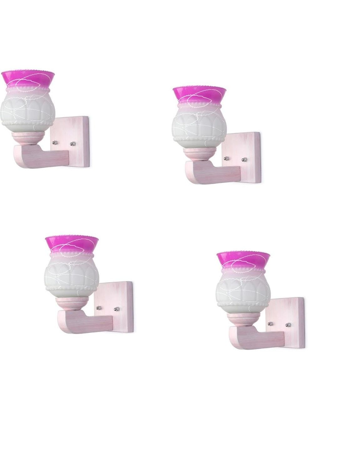 1ST TIME Pack of 4 Pink & White Glass Cylinder Shaped Wall Lamp-picture-18