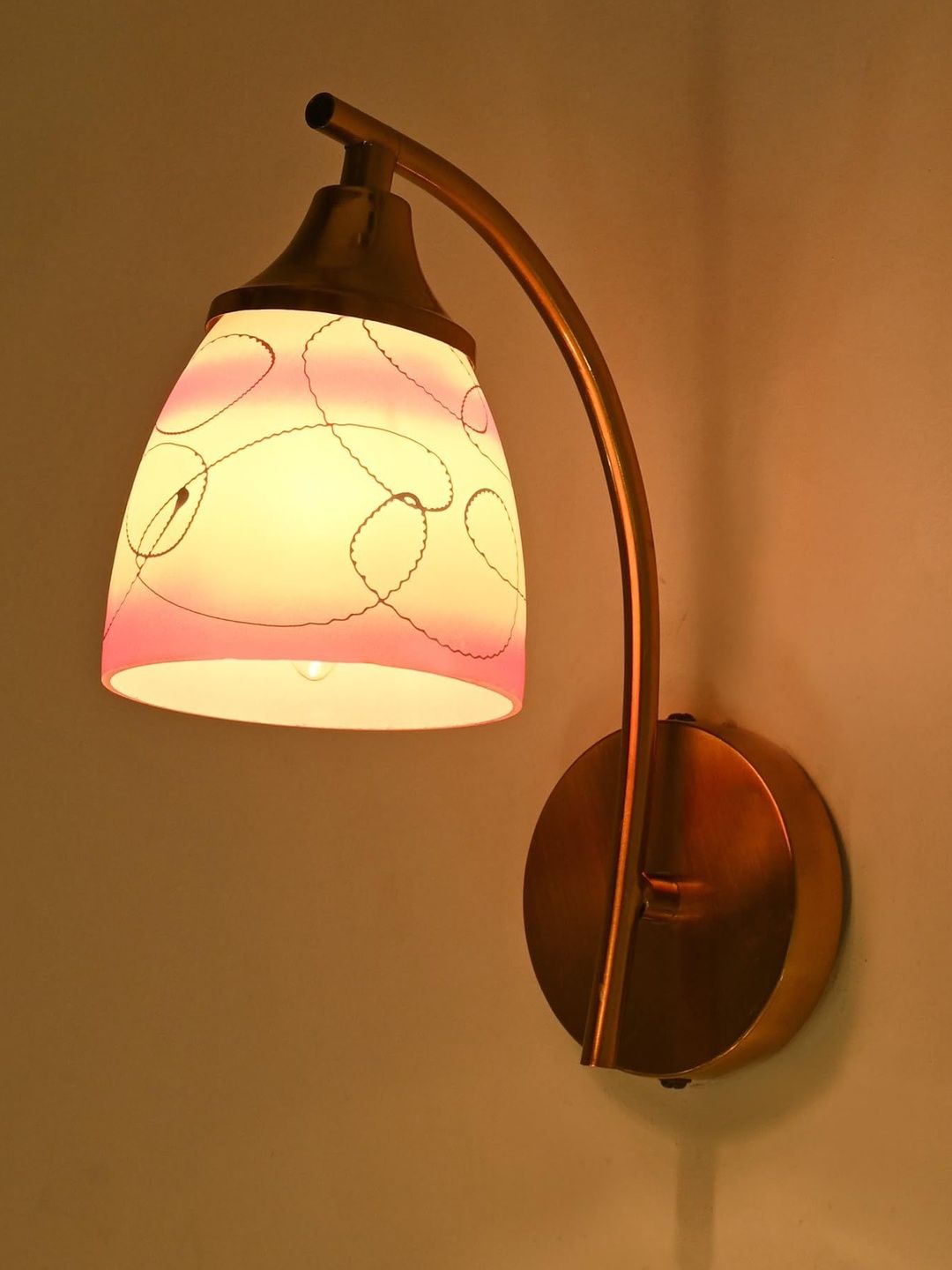 1ST TIME Pink & White Printed Glass Traditional Cylinder Wall Lamps Wall Lamps-picture-13