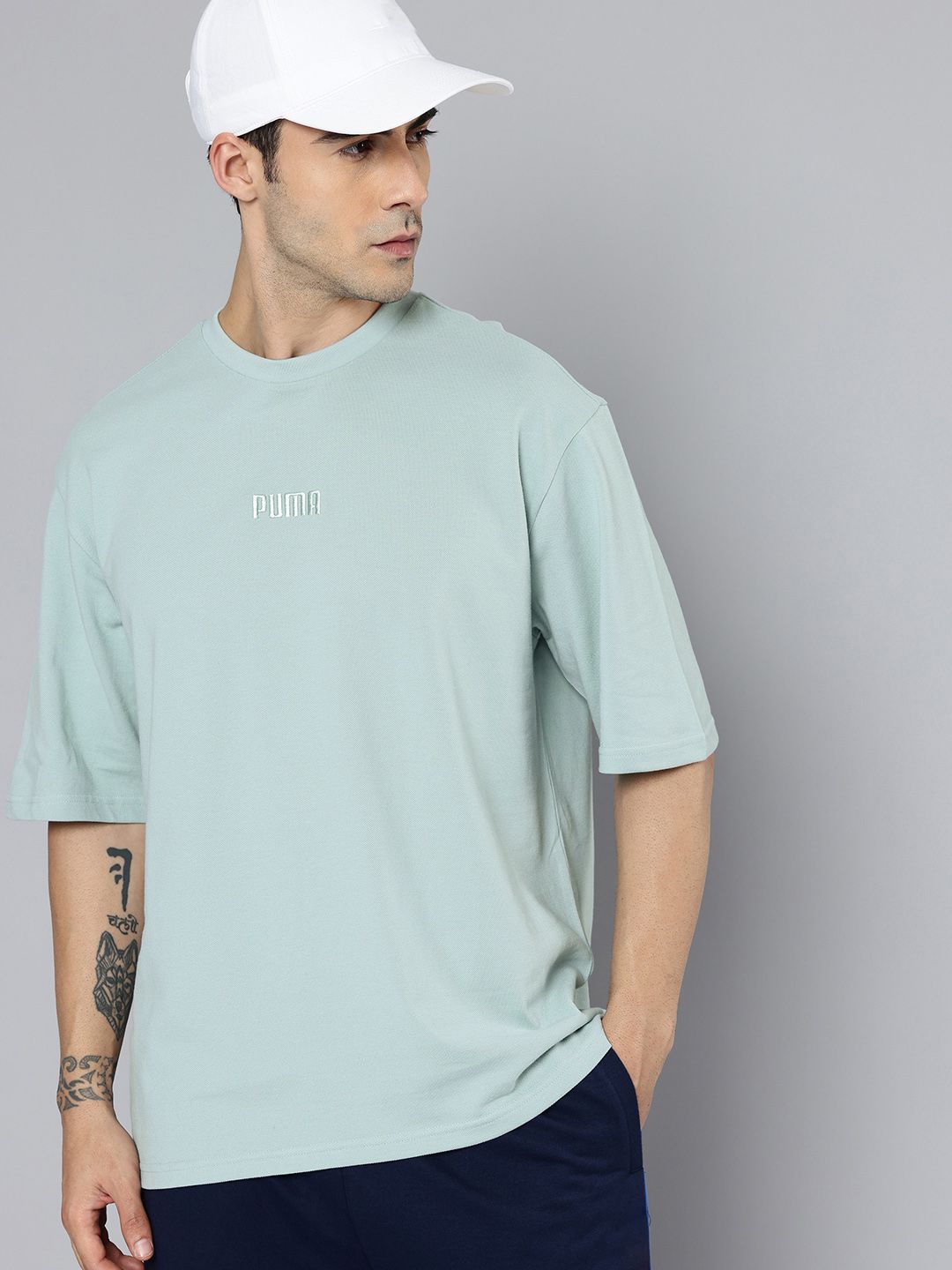 Puma Essential Elevated Drop-Shoulder Sleeves Pure Cotton Oversized T-shirt-image-40