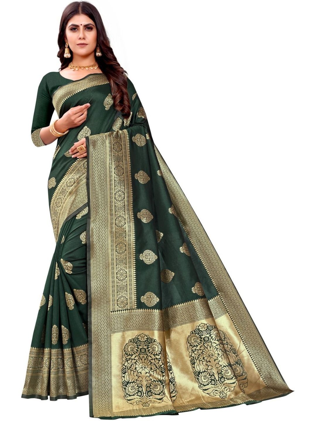 Aagrahi fashion Ethnic Motifs Woven Design Zari Kanjeevaram Saree-picture-21