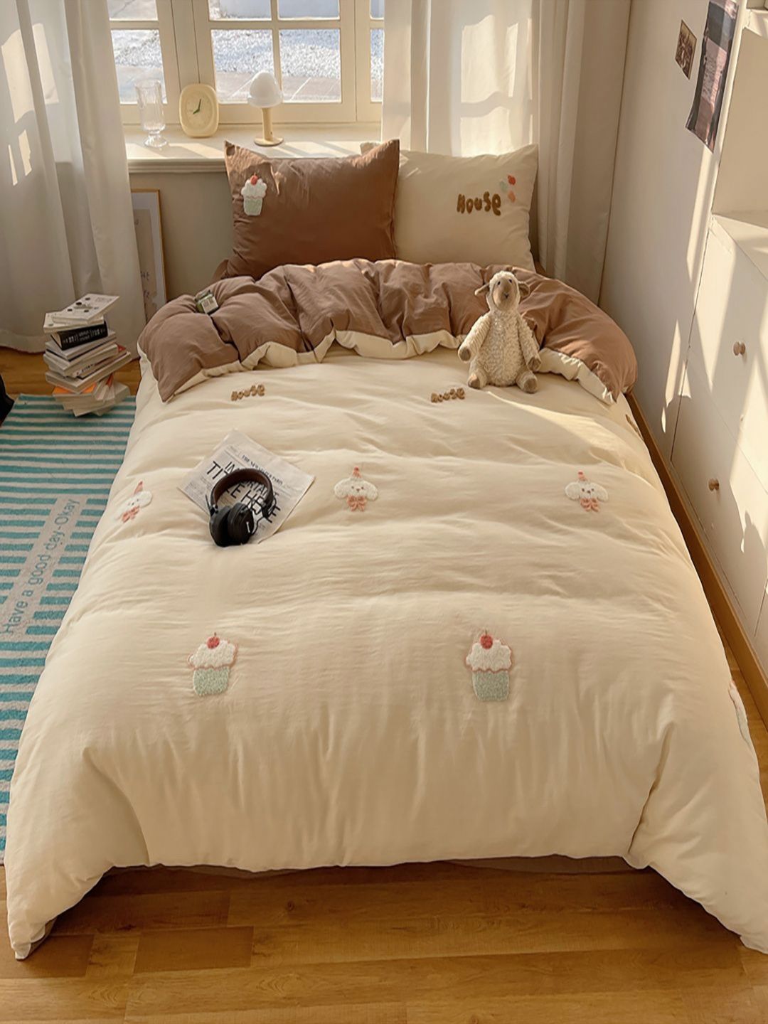 JC HOME Brown & Beige Printed Regular Double Queen Bedding Set-picture-22