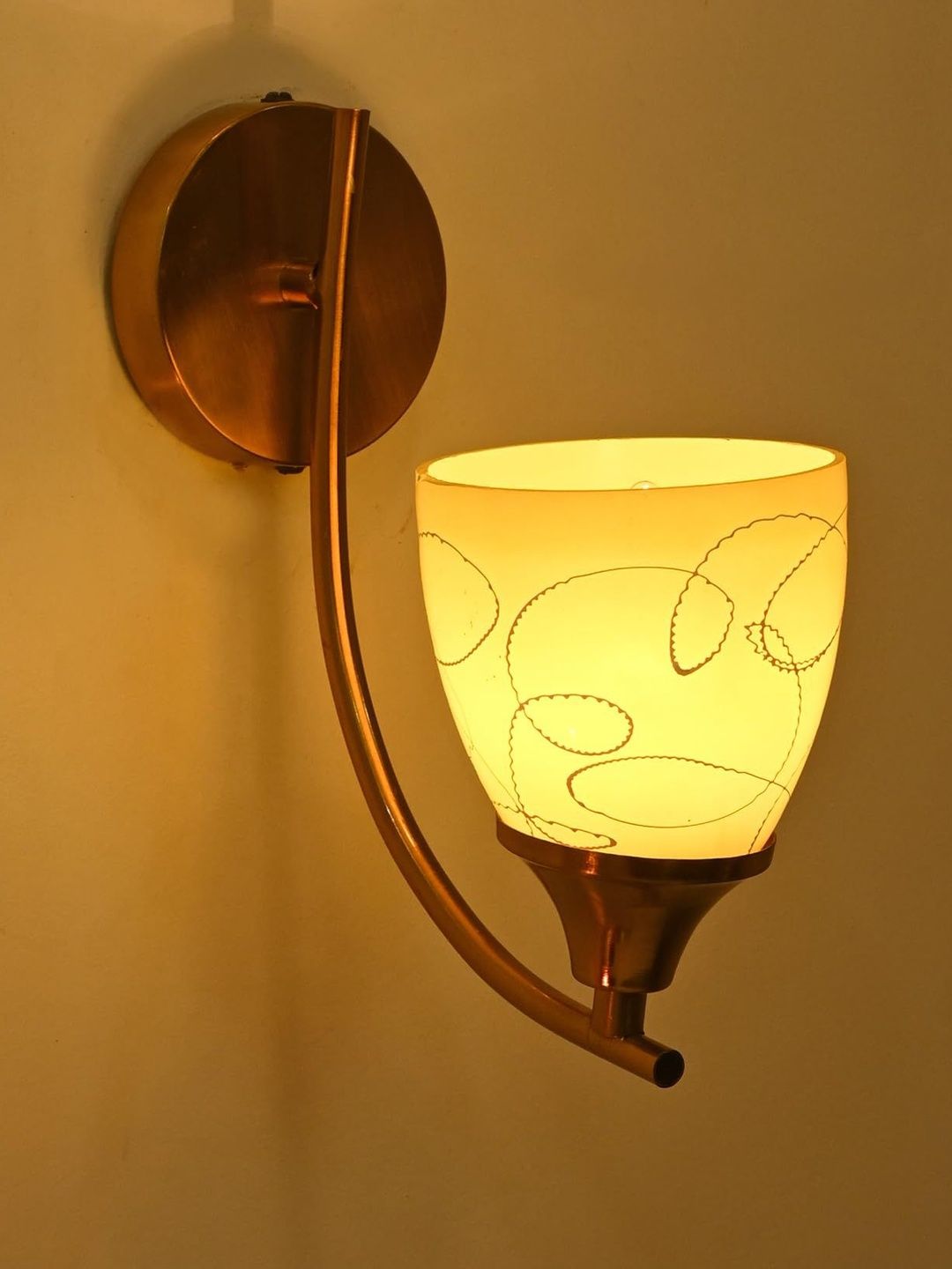 1ST TIME Yellow & White Printed Glass Traditional Cylinder Wall Lamps Wall Lamps-image-38