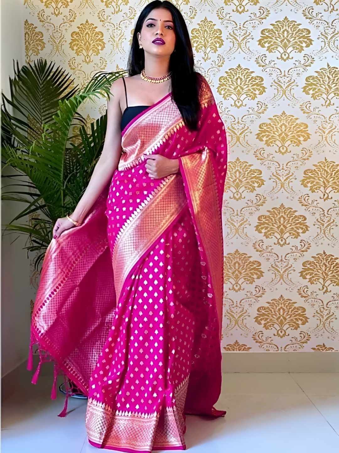 SWEETPEL Woven Design Silk Blend Designer Banarasi Saree-picture-33