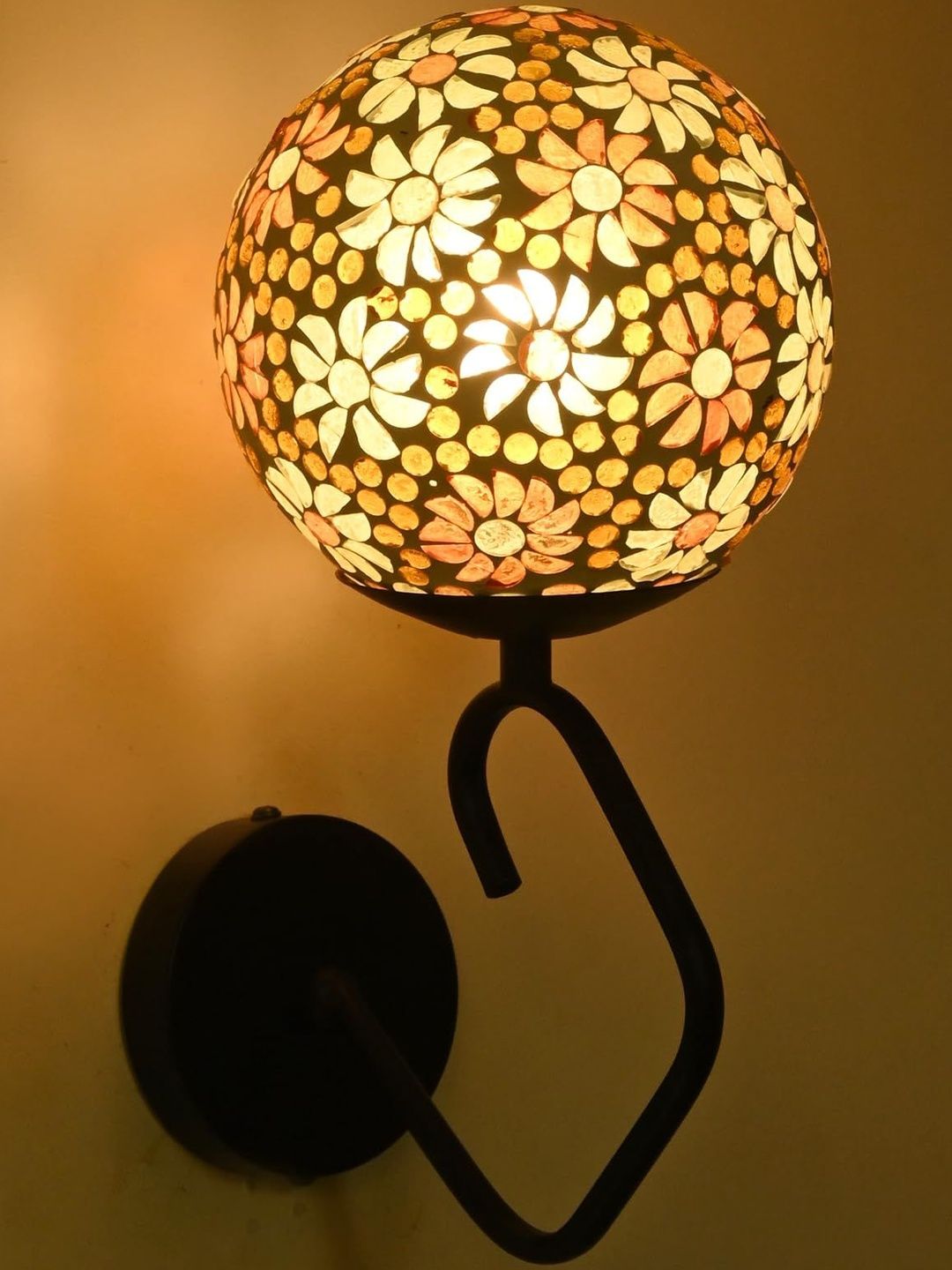 1ST TIME Red & White Textured Glass Contemporary Spherical Shaped Wall Lamp-picture-31