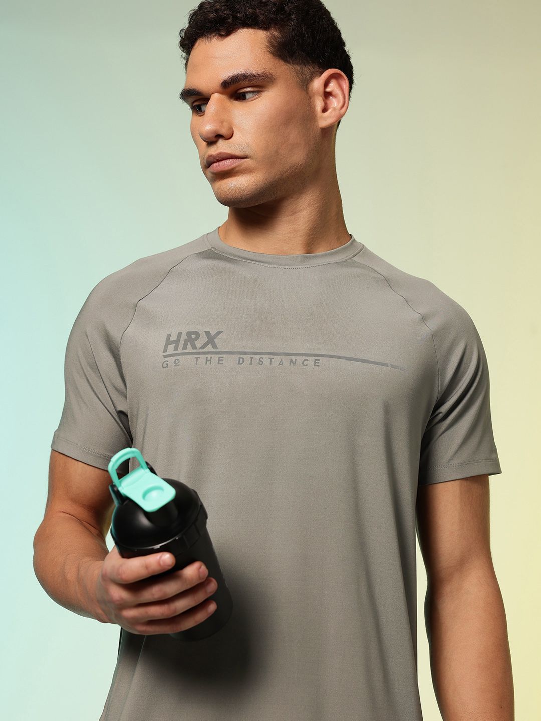 HRX by Hrithik Roshan Brand Logo Printed Raglan Sleeves T-shirt-picture-28