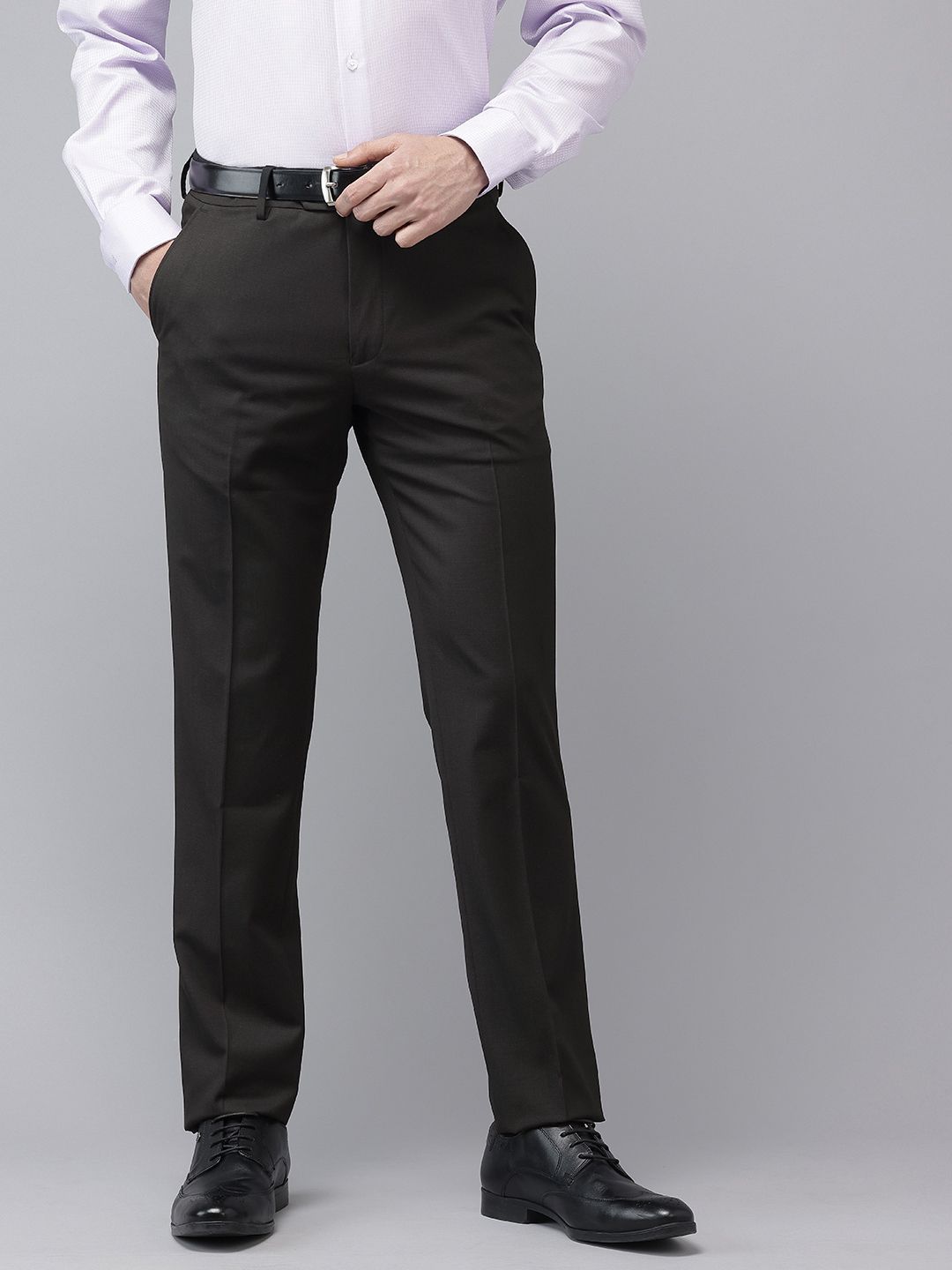 Van Heusen Men Textured Slim Fit Formal Trousers-picture-22