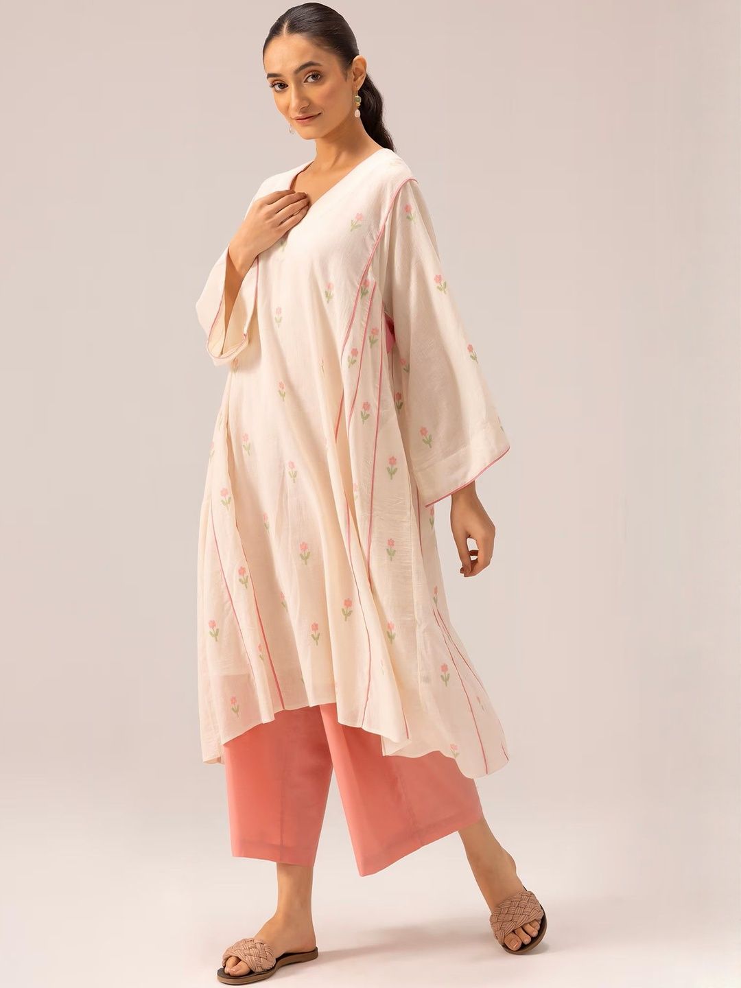 Aaghnya Women Floral Printed Angrakha Kurta with Palazzos-picture-11
