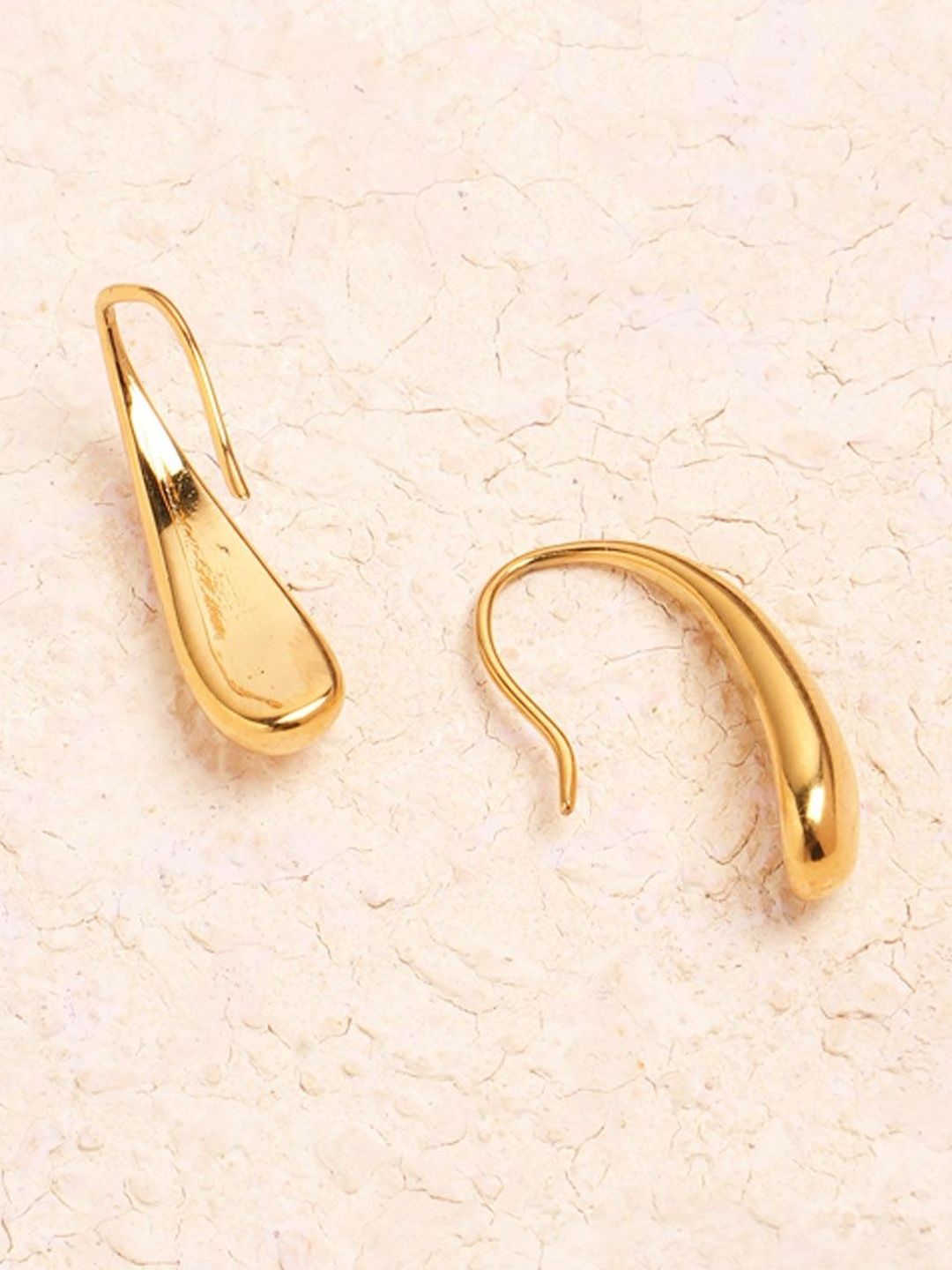 PALMONAS Gold Plated Contemporary Waterproof & Anti-Tarnish Drop Earrings-image-3